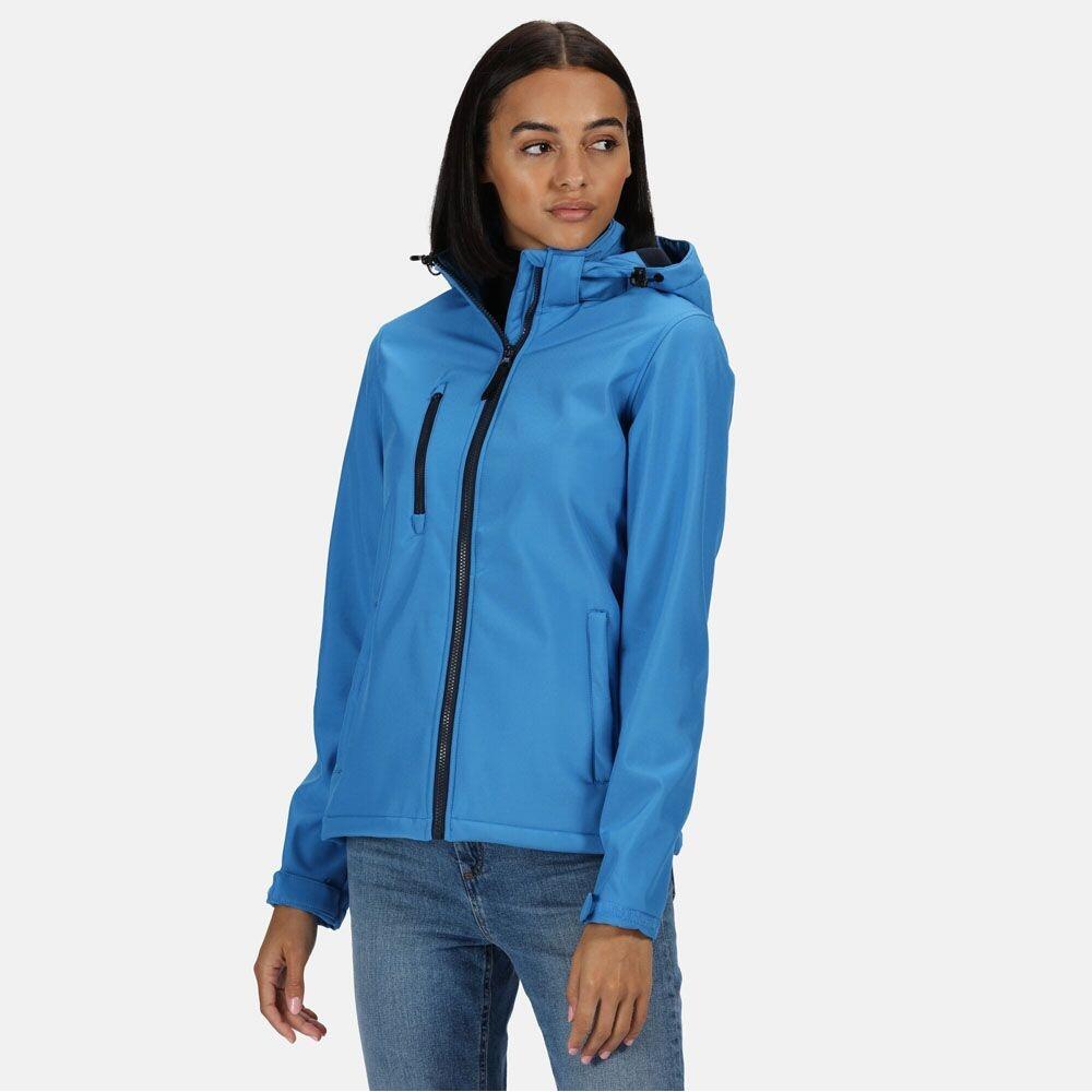 Womens/Ladies Venturer Hooded Soft Shell Jacket (French Blue/Navy) 3/5