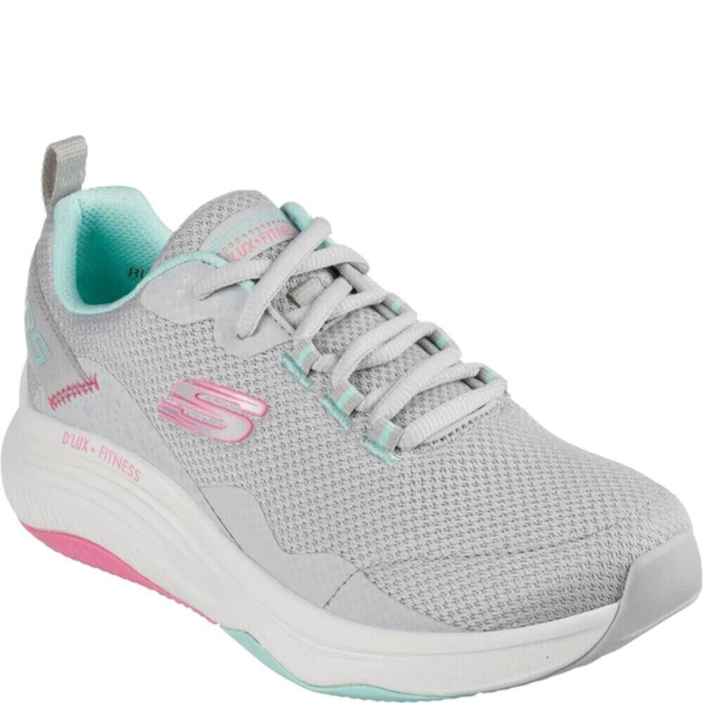 SKECHERS Womens/Ladies D´Lux Fitness Roam Free Trainers (Light Grey/Pink)