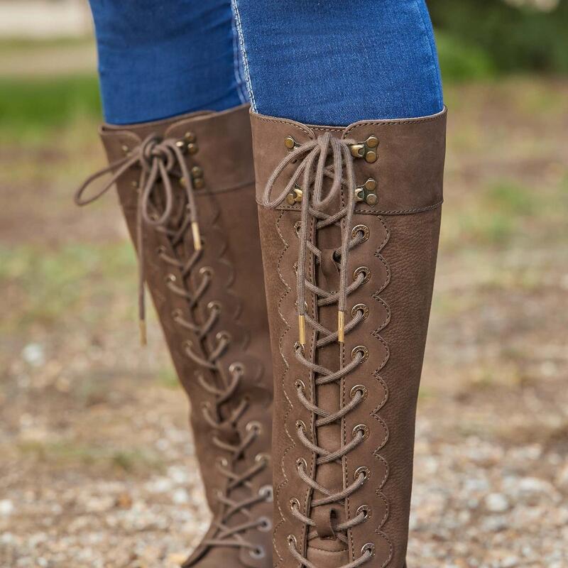 Lange Reitstiefel "Admiral", Leder Damen Schokoladenbraun