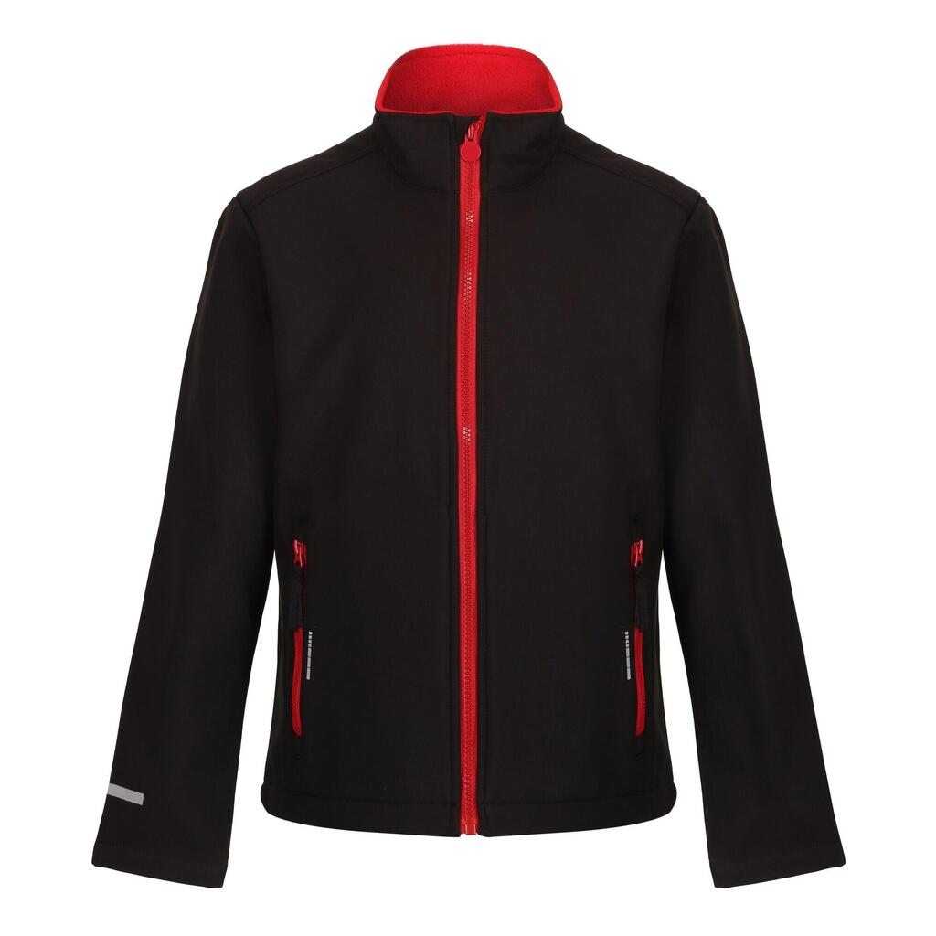 Childrens/Kids 2 Layer Soft Shell Jacket (Black/Classic Red)