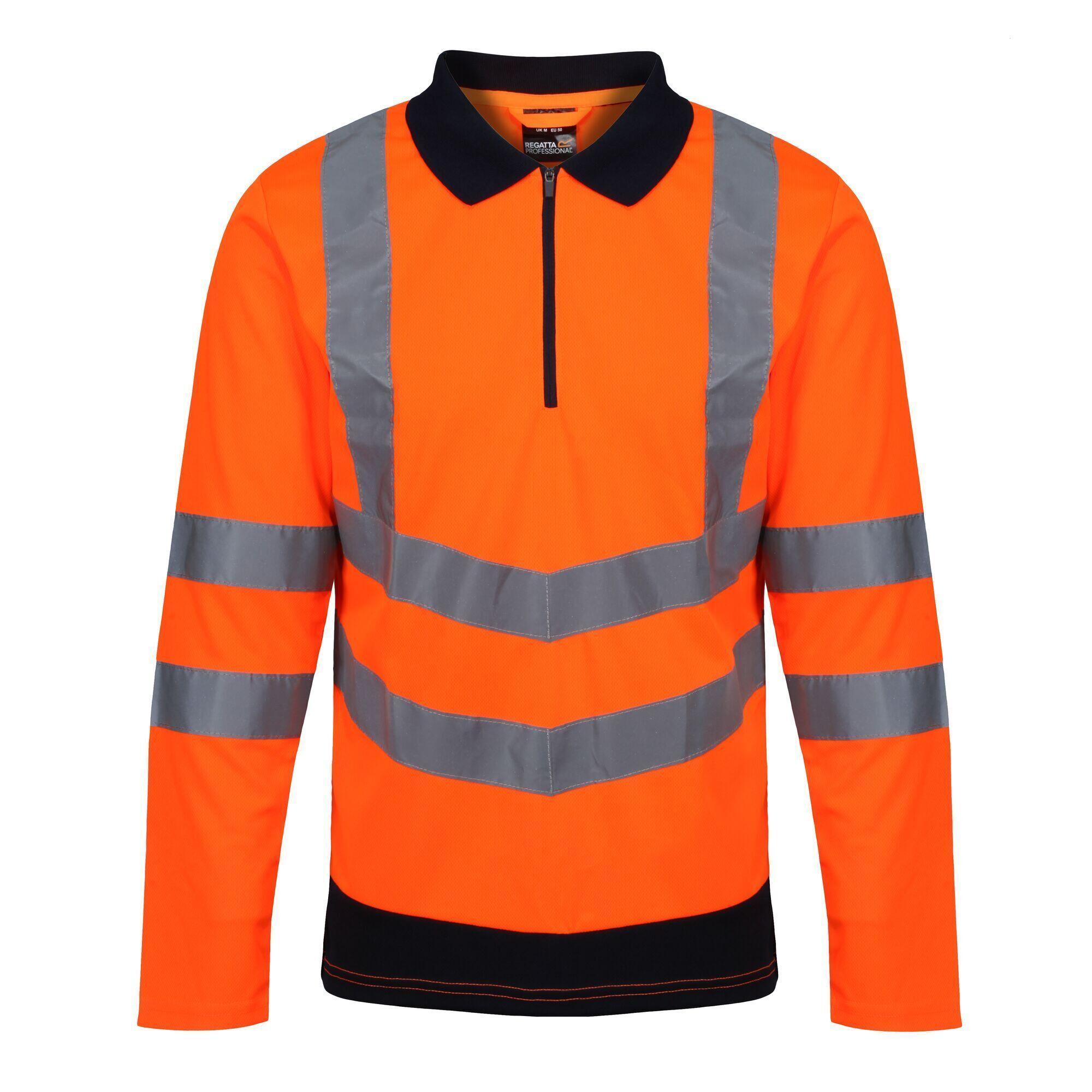 REGATTA Mens HiVis Polo Shirt (Orange/Navy)
