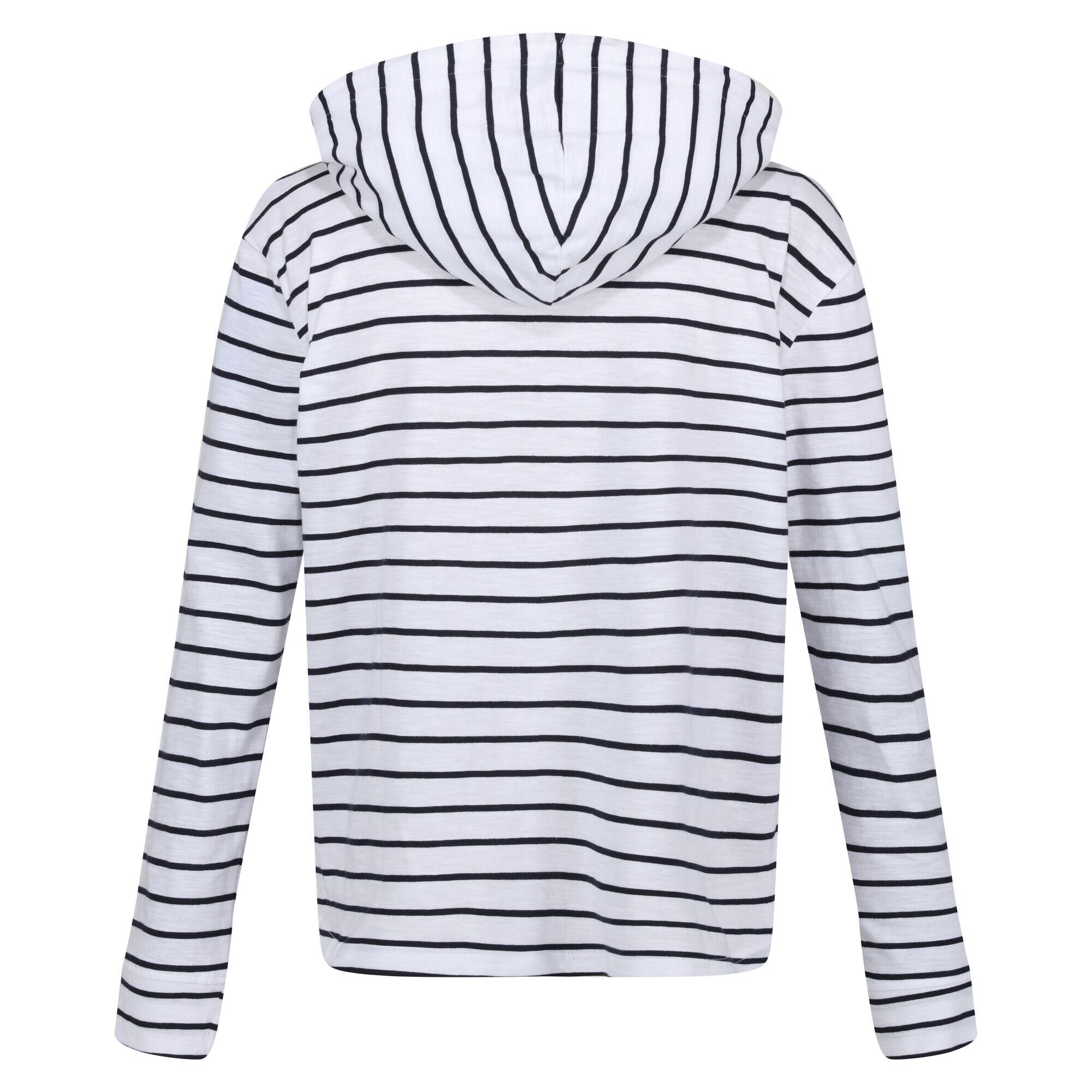 Womens/Ladies Monsal Stripe Lightweight Hoodie (White/Navy) 2/5