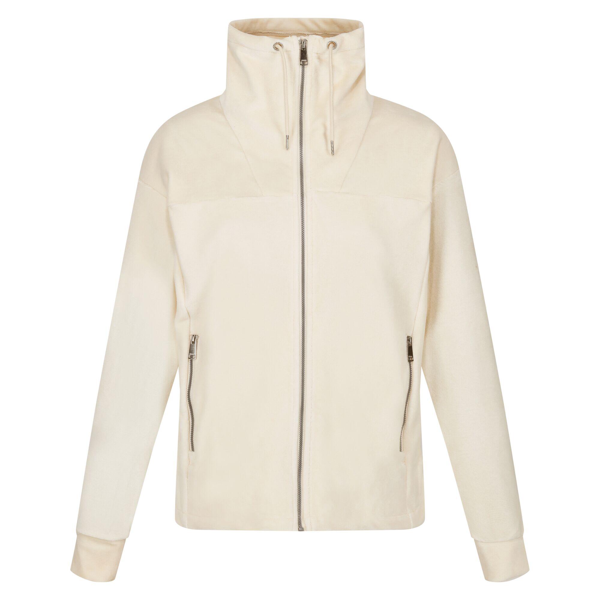 Womens/Ladies Velour Full Zip Fleece Jacket (Light Vanilla) 1/5