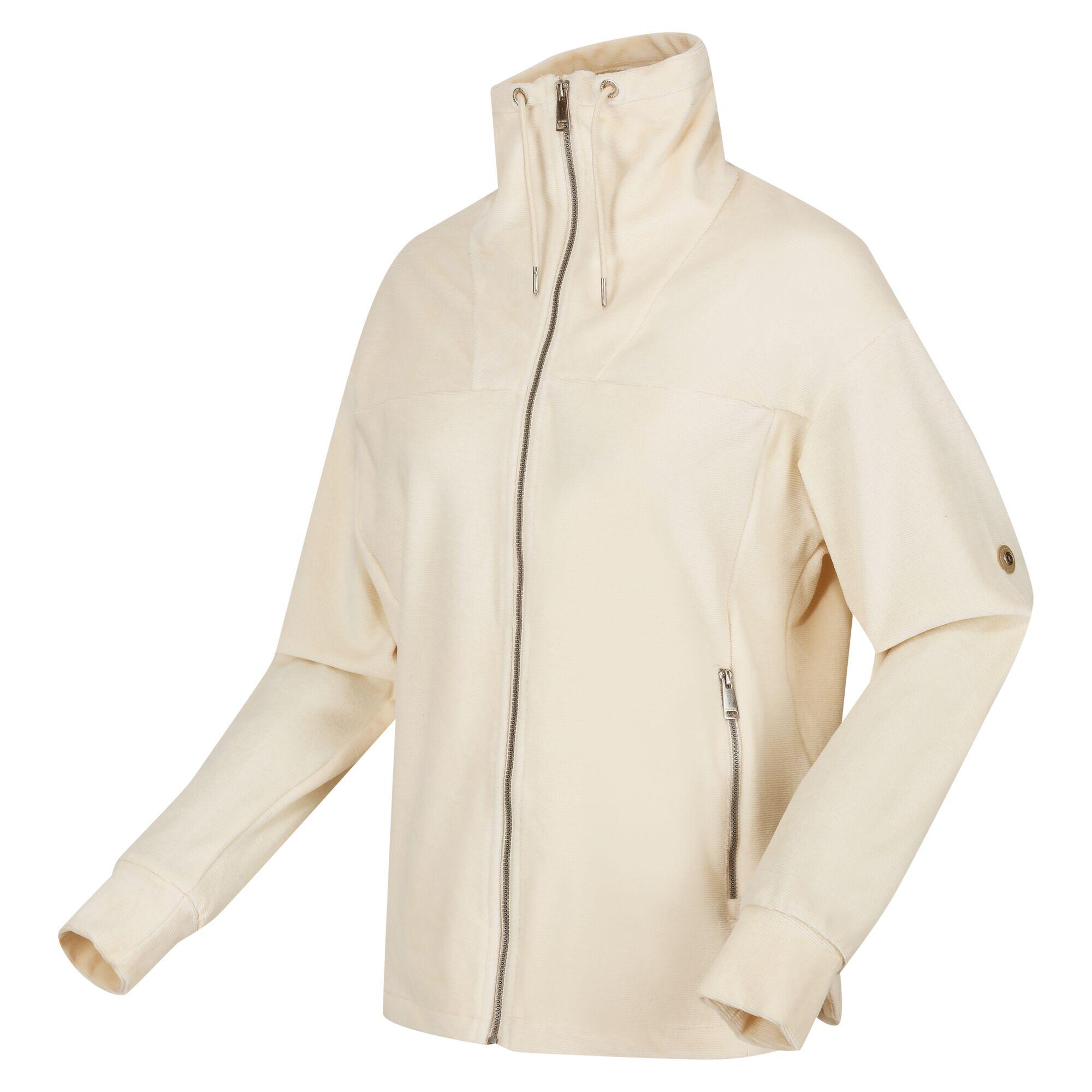 Womens/Ladies Velour Full Zip Fleece Jacket (Light Vanilla) 4/5