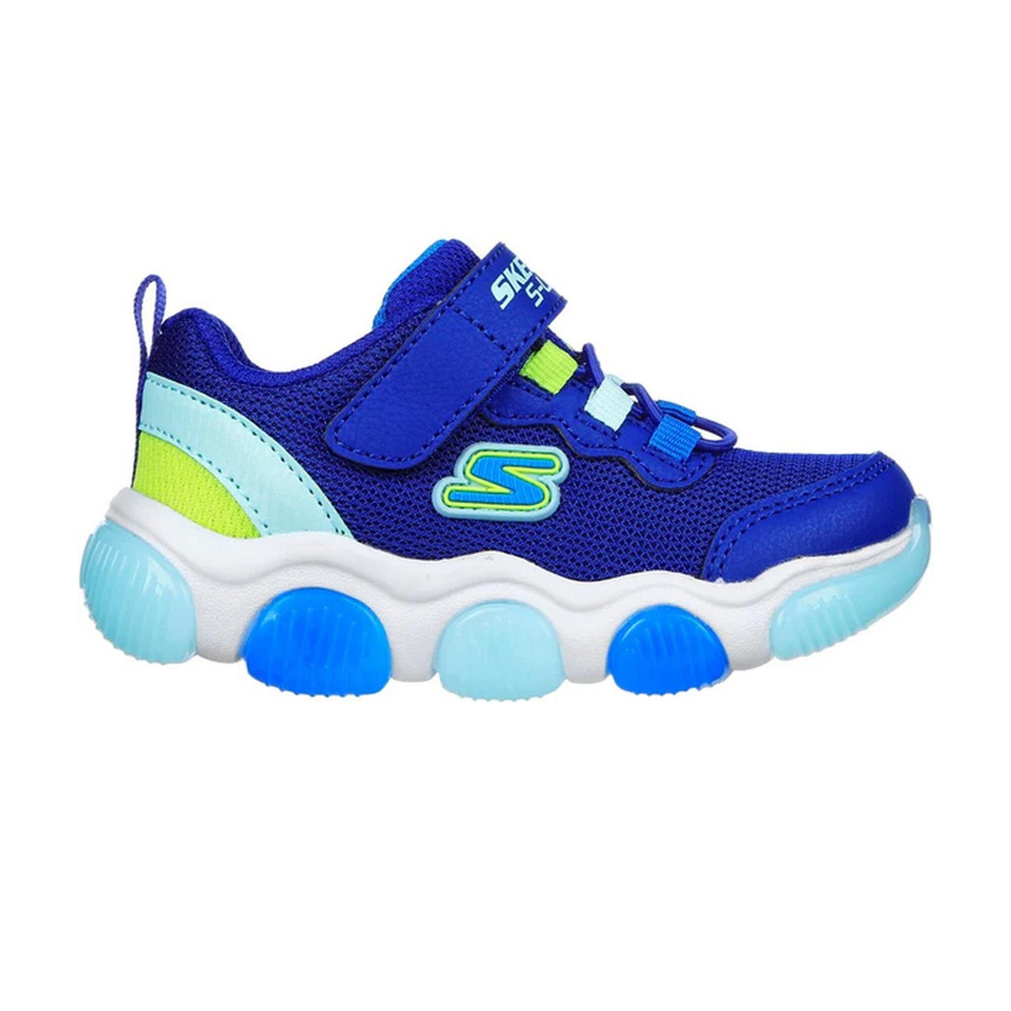 Boys S Lights Mighty Glow Trainers (Blue/Lime) 3/5