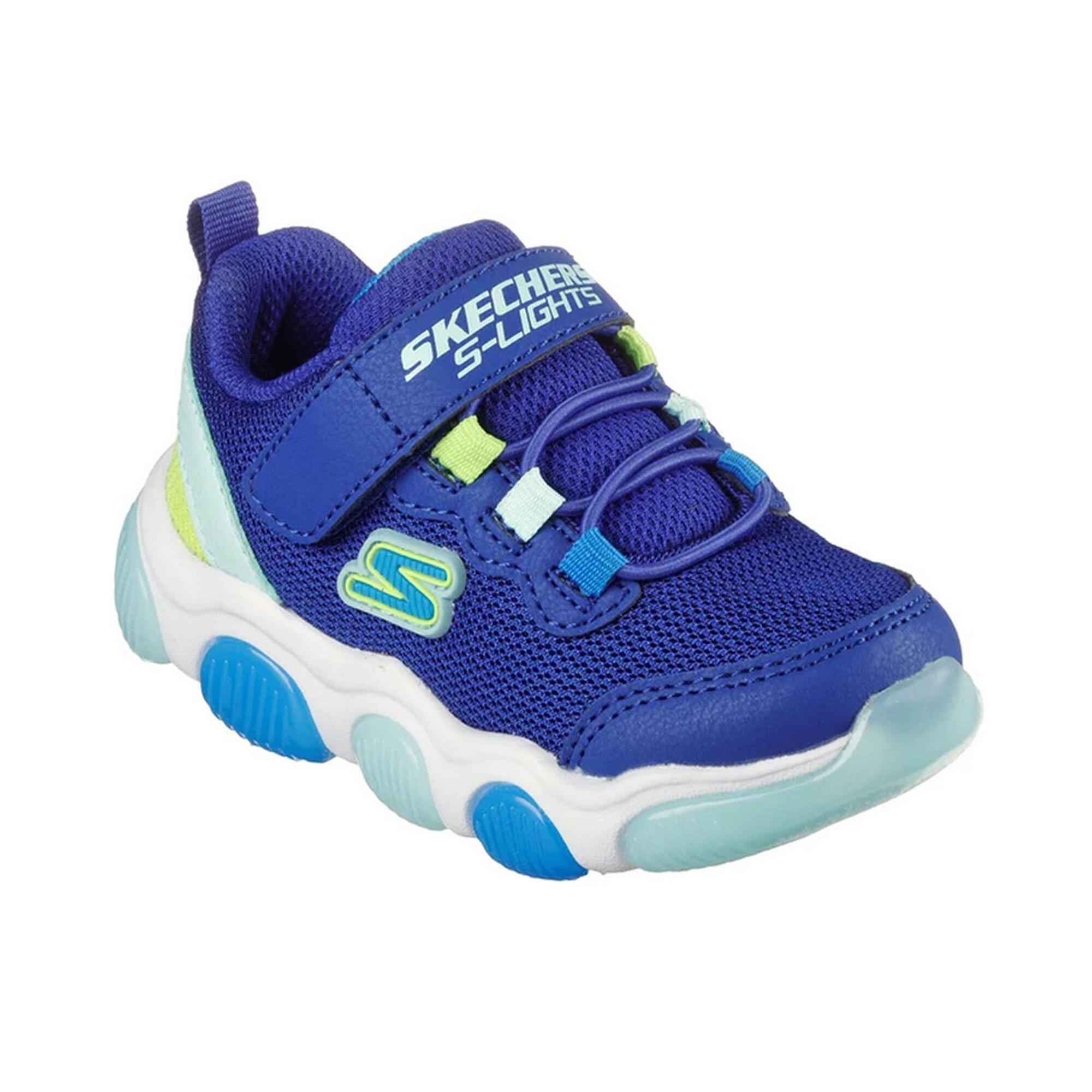 Boys S Lights Mighty Glow Trainers (Blue/Lime) 1/5