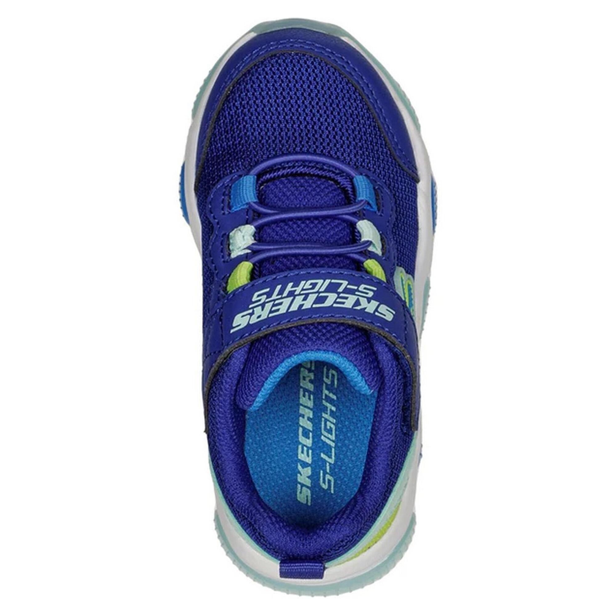 Boys S Lights Mighty Glow Trainers (Blue/Lime) 4/5
