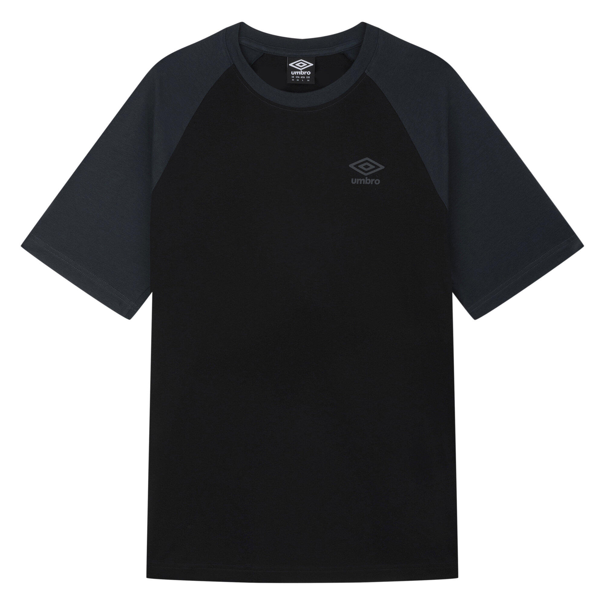 UMBRO Mens Core Raglan TShirt (Black/Woodland Grey)