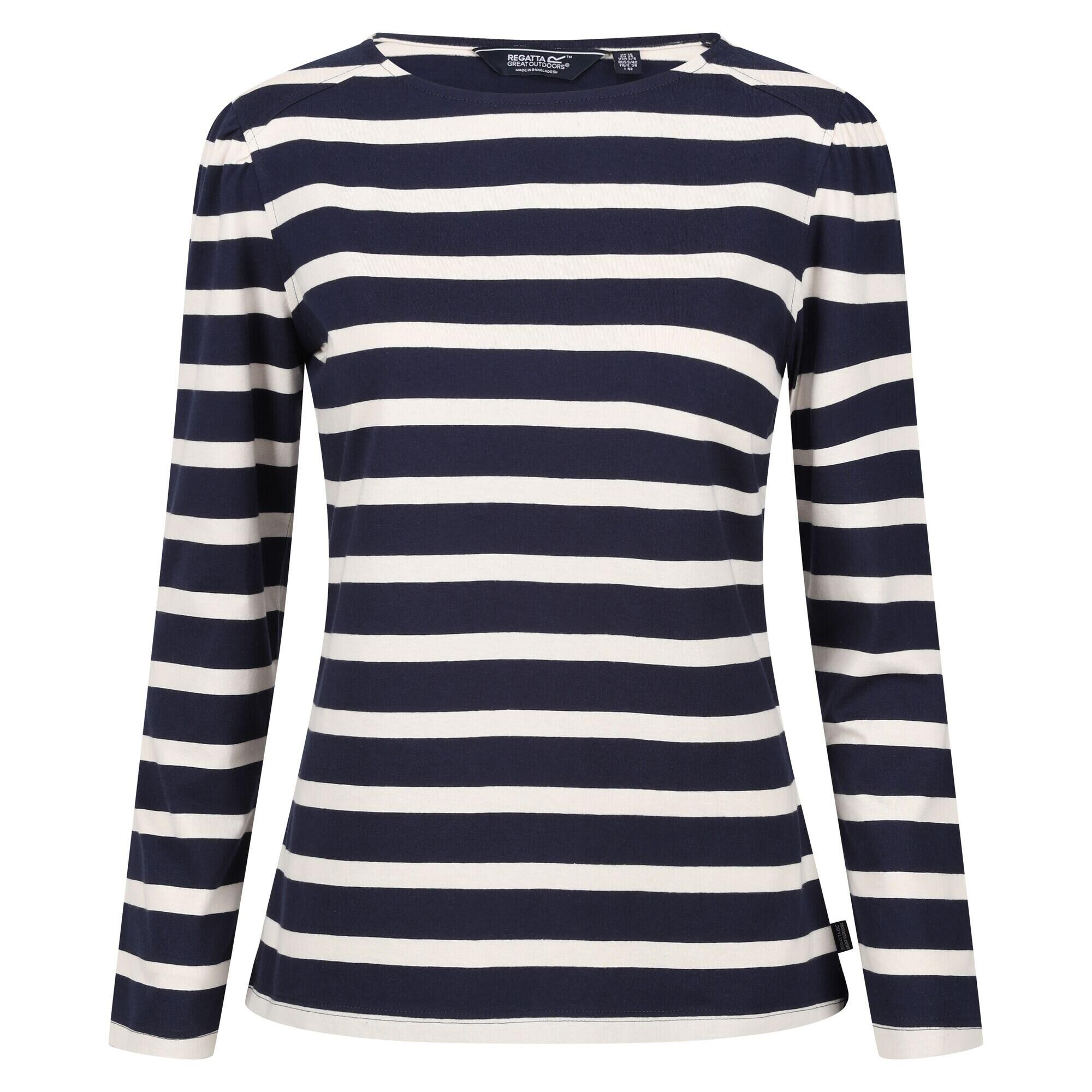 REGATTA Womens/Ladies Federica Stripe LongSleeved TShirt (Navy/Light Vanilla)