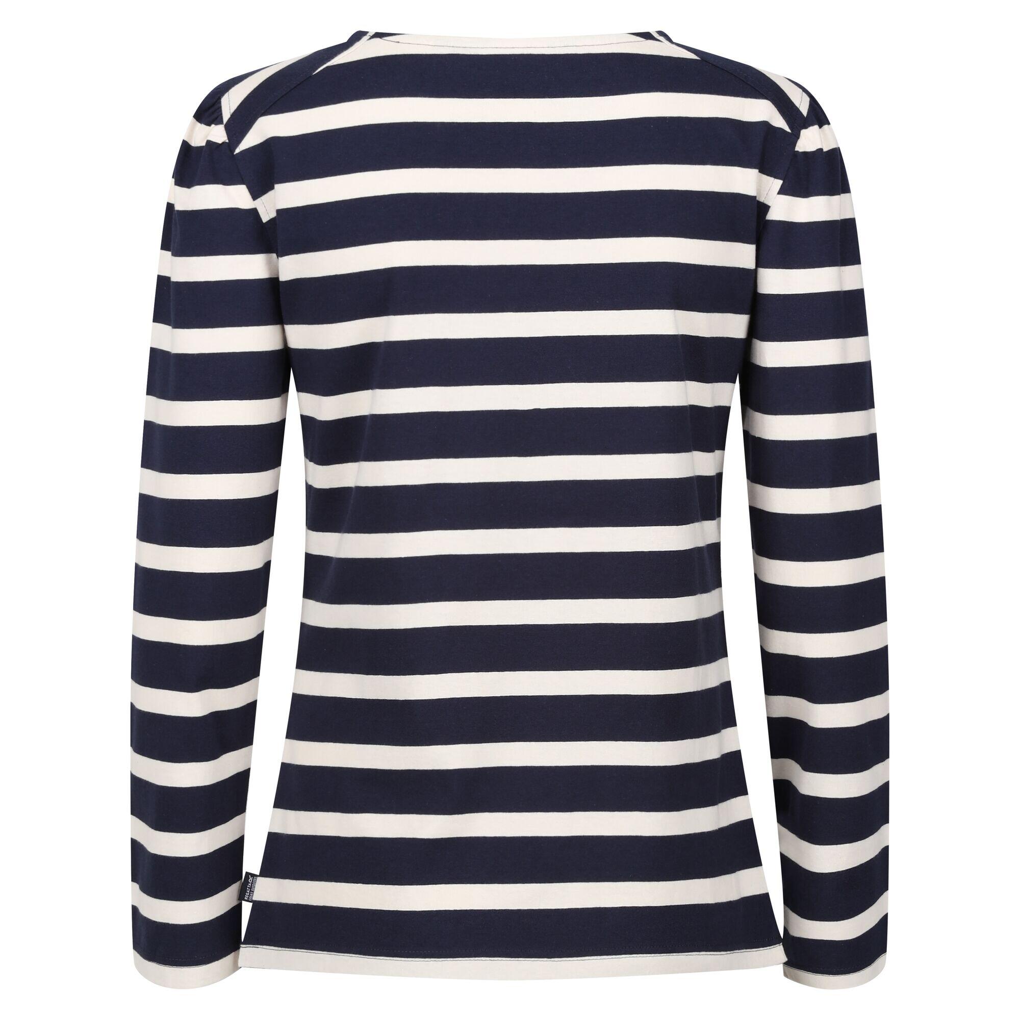 Womens/Ladies Federica Stripe LongSleeved TShirt (Navy/Light Vanilla) 2/5