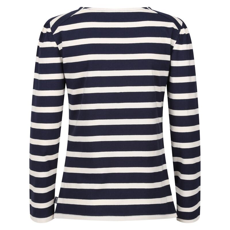 Dames Federica Stripe Tshirt met lange mouwen (Marine / Licht Vanille)