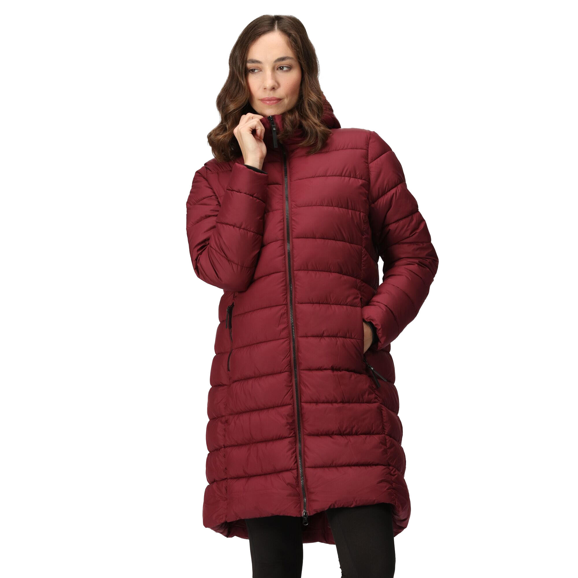 Womens/Ladies Andia Baffled Padded Jacket (Burgundy) 3/5