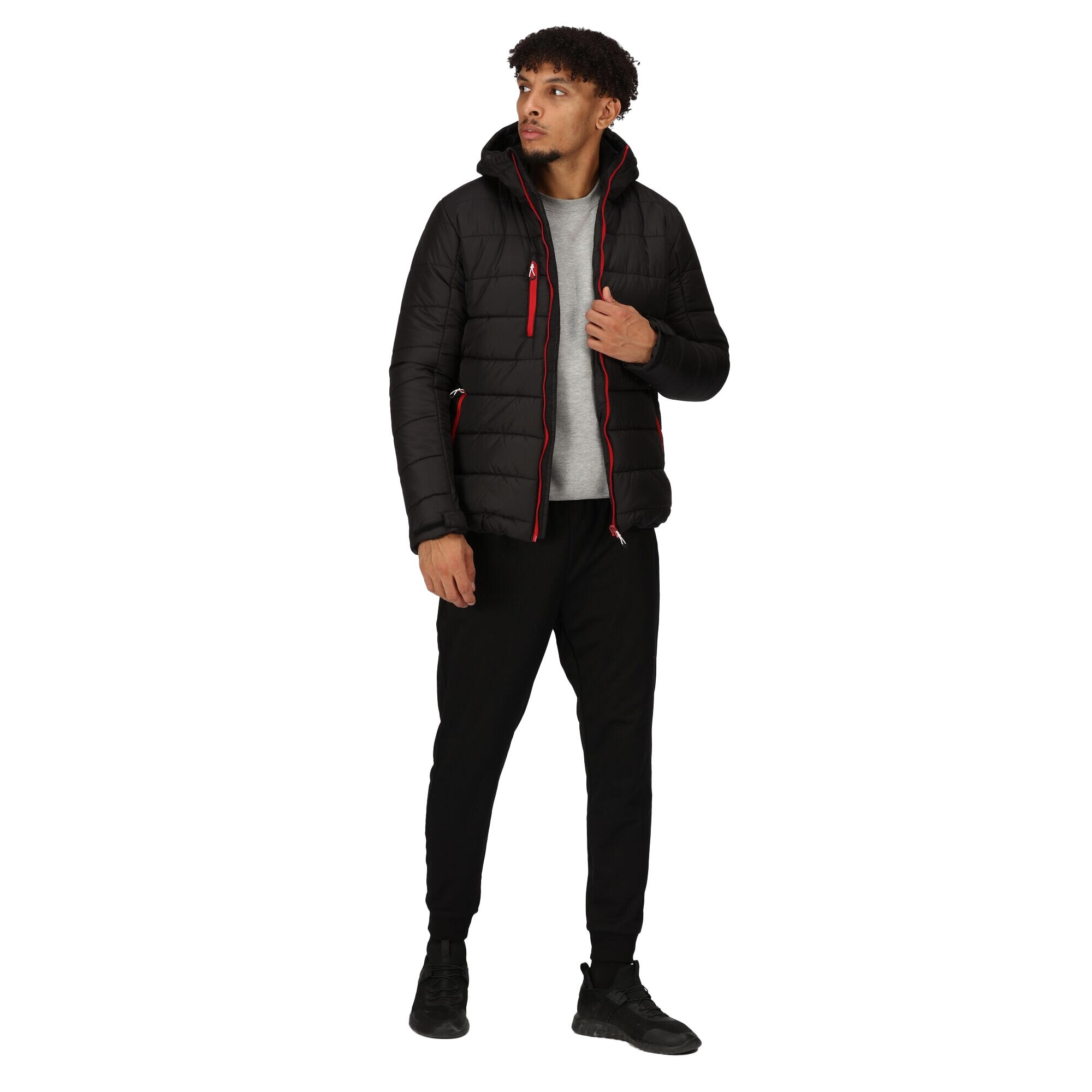 Men's NAVIGATE quilted jacket (Black / Classic Red)