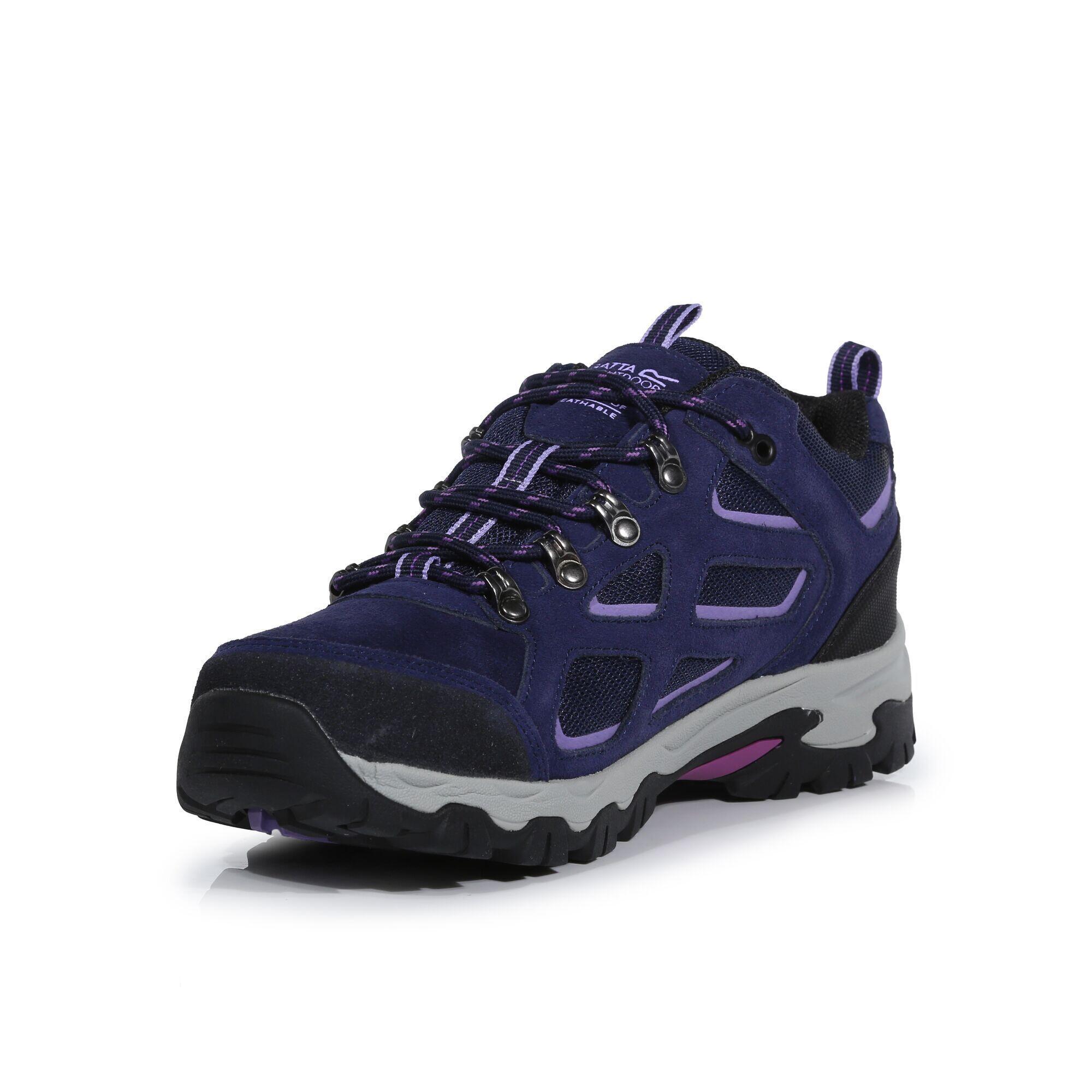 Womens/Ladies Tebay Waterproof Suede Walking Shoes (Midnight/Lilac Bloom) 3/5