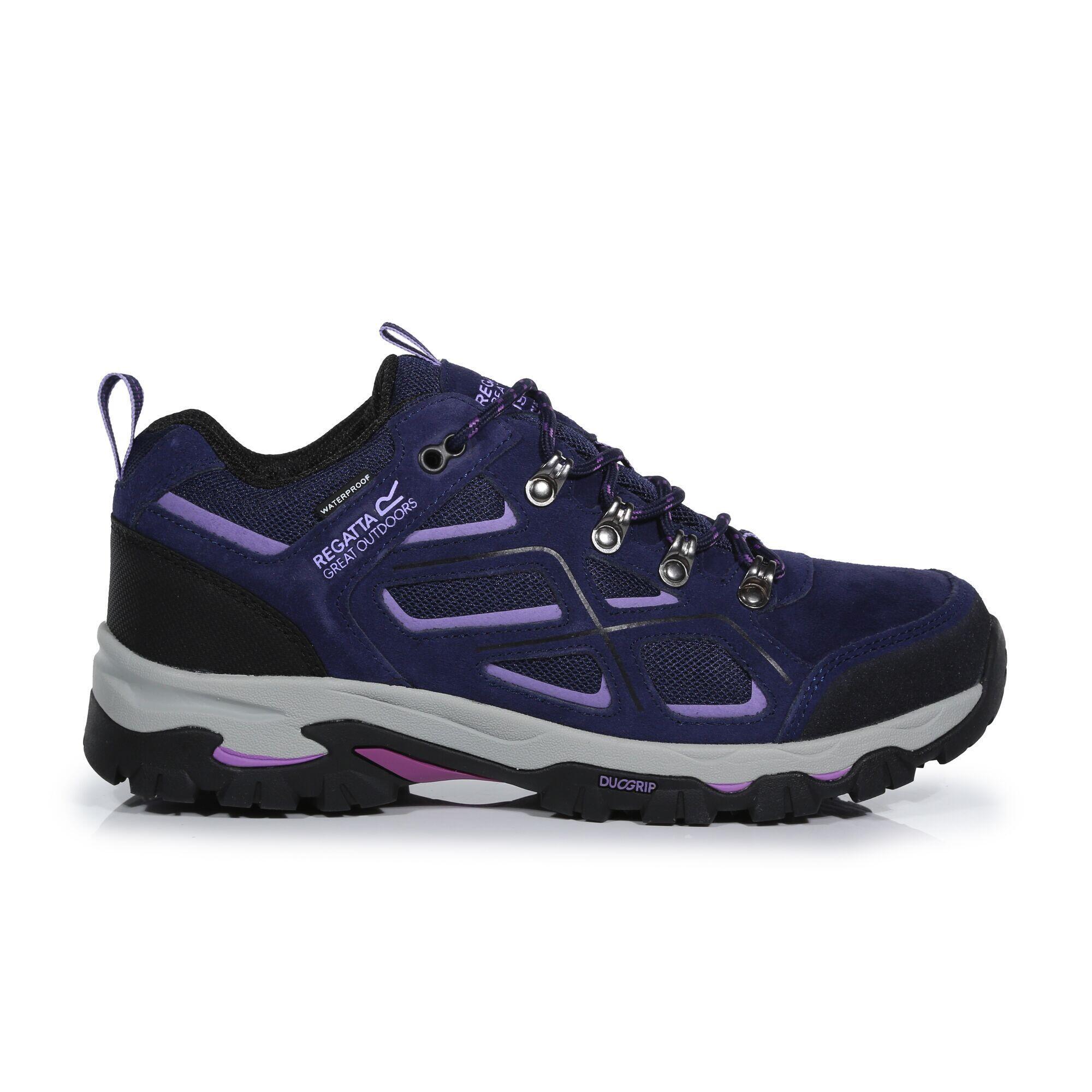 Womens/Ladies Tebay Waterproof Suede Walking Shoes (Midnight/Lilac Bloom) 4/5