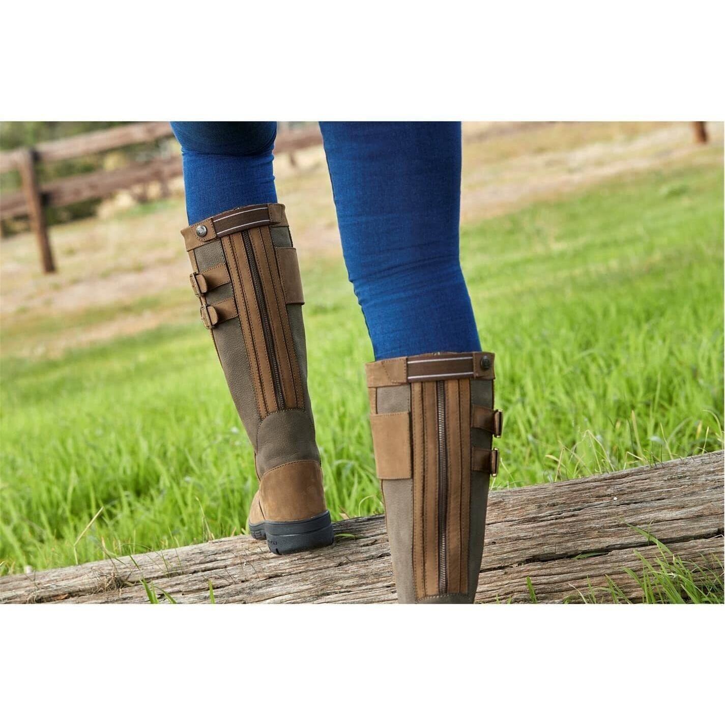 Womens/Ladies Leather Long Riding Boots (Dark Brown) 3/4