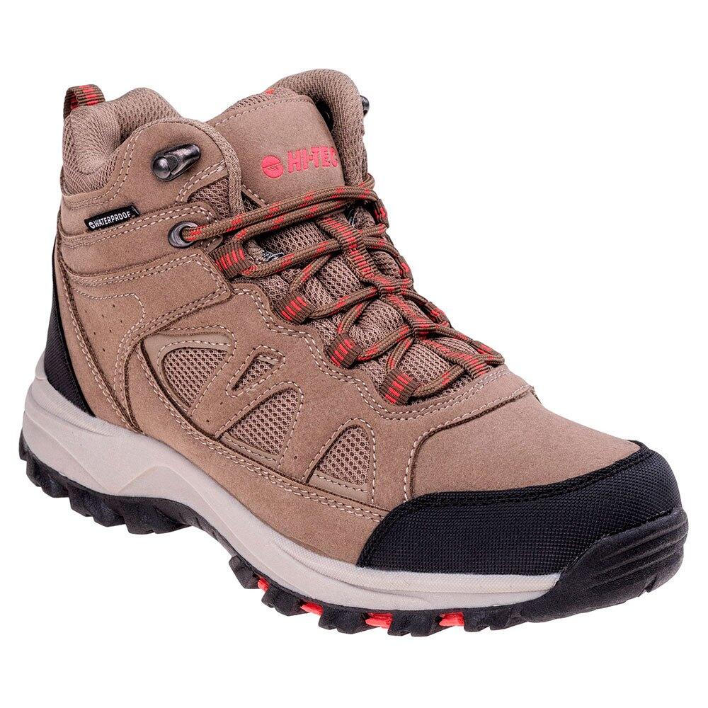 HI-TEC Womens/Ladies Lamite Waterproof Mid Cut Shoes (Smog/Sand/Watermelon Red)