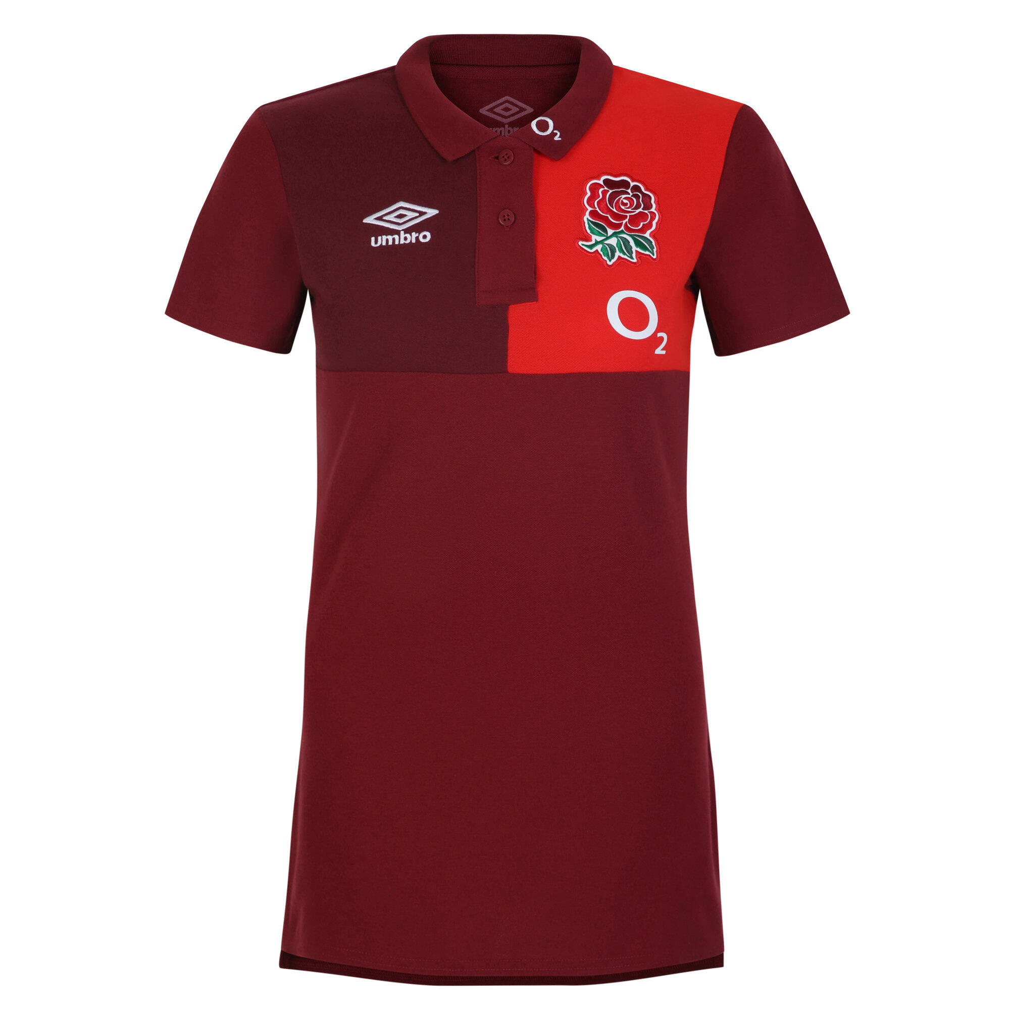 Womens/Ladies 23/24 England Rugby CVC Polo Shirt (Tibetan Red/Zinfandel/Flame 1/3