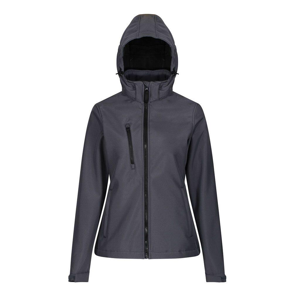 Womens/Ladies Venturer Hooded Soft Shell Jacket (Seal Grey/Black) 1/5