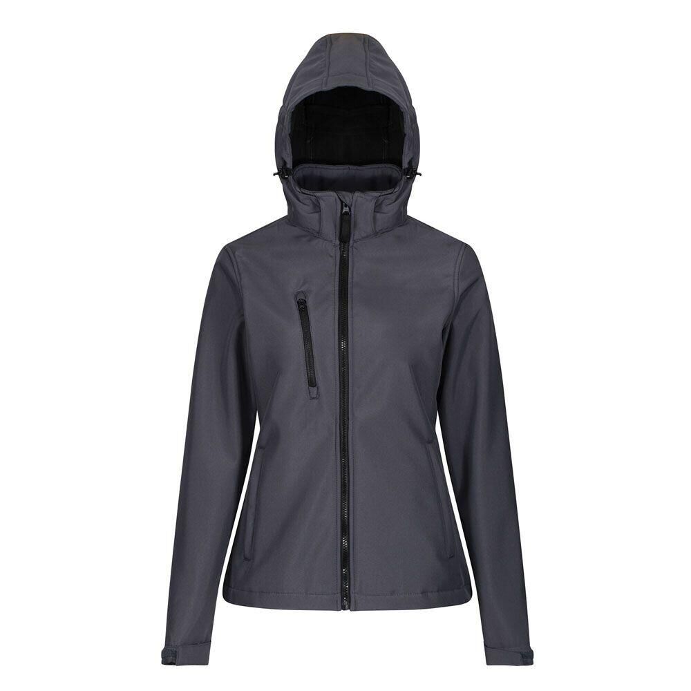 REGATTA Womens/Ladies Venturer Hooded Soft Shell Jacket (Seal Grey/Black)