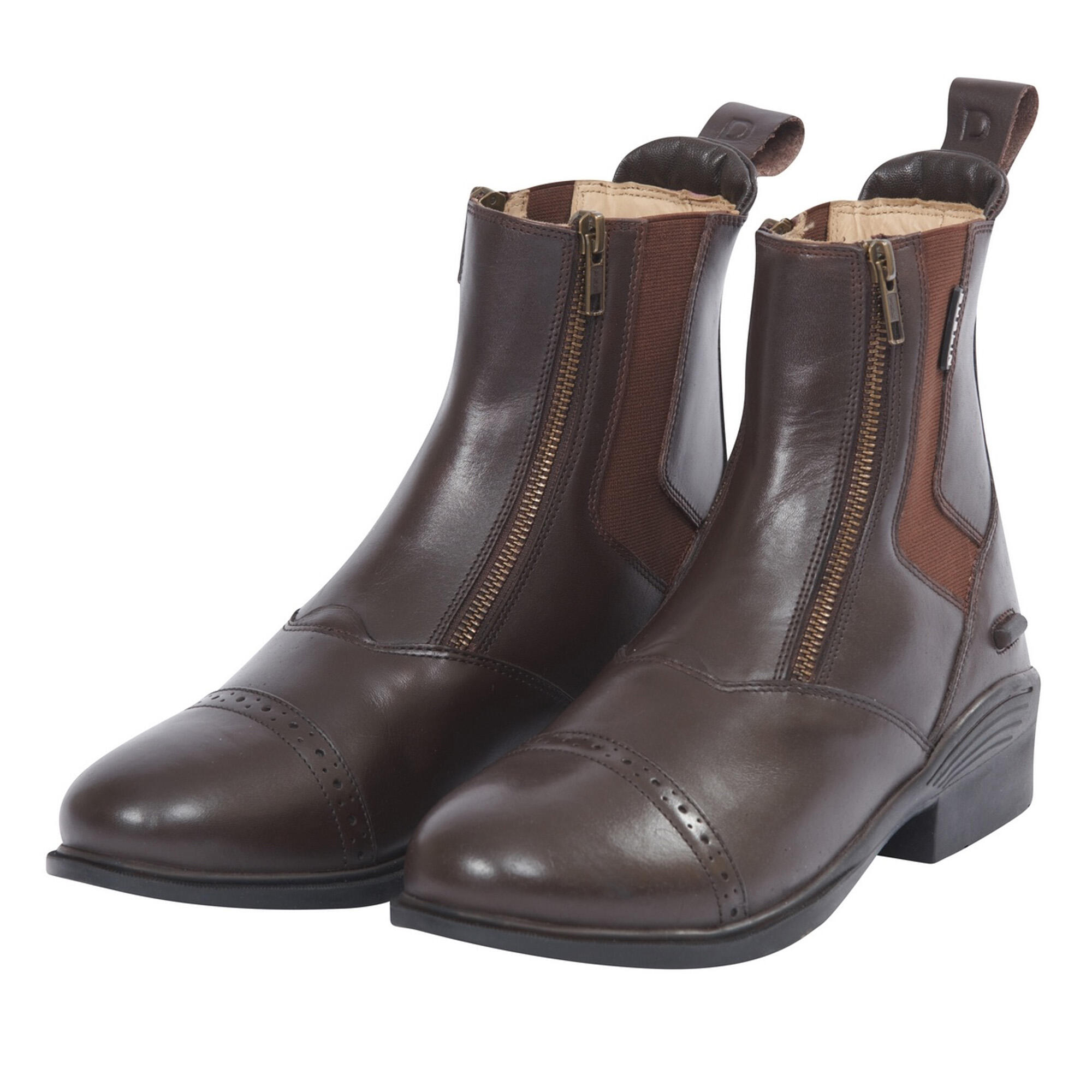 Evolution Adults Double Zip Front Leather Paddock Boots (Brown) 1/5