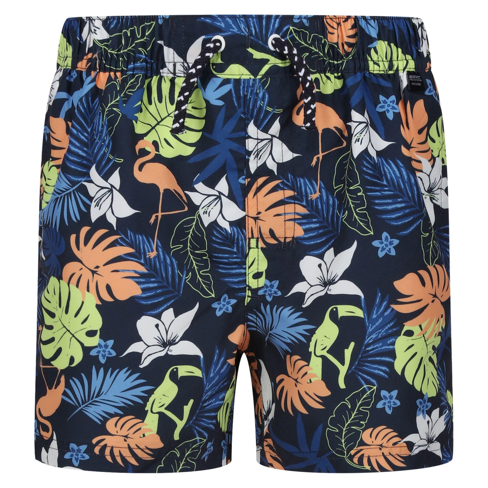 Childrens/Kids Skander II Tropical Swim Shorts (Navy) 1/5