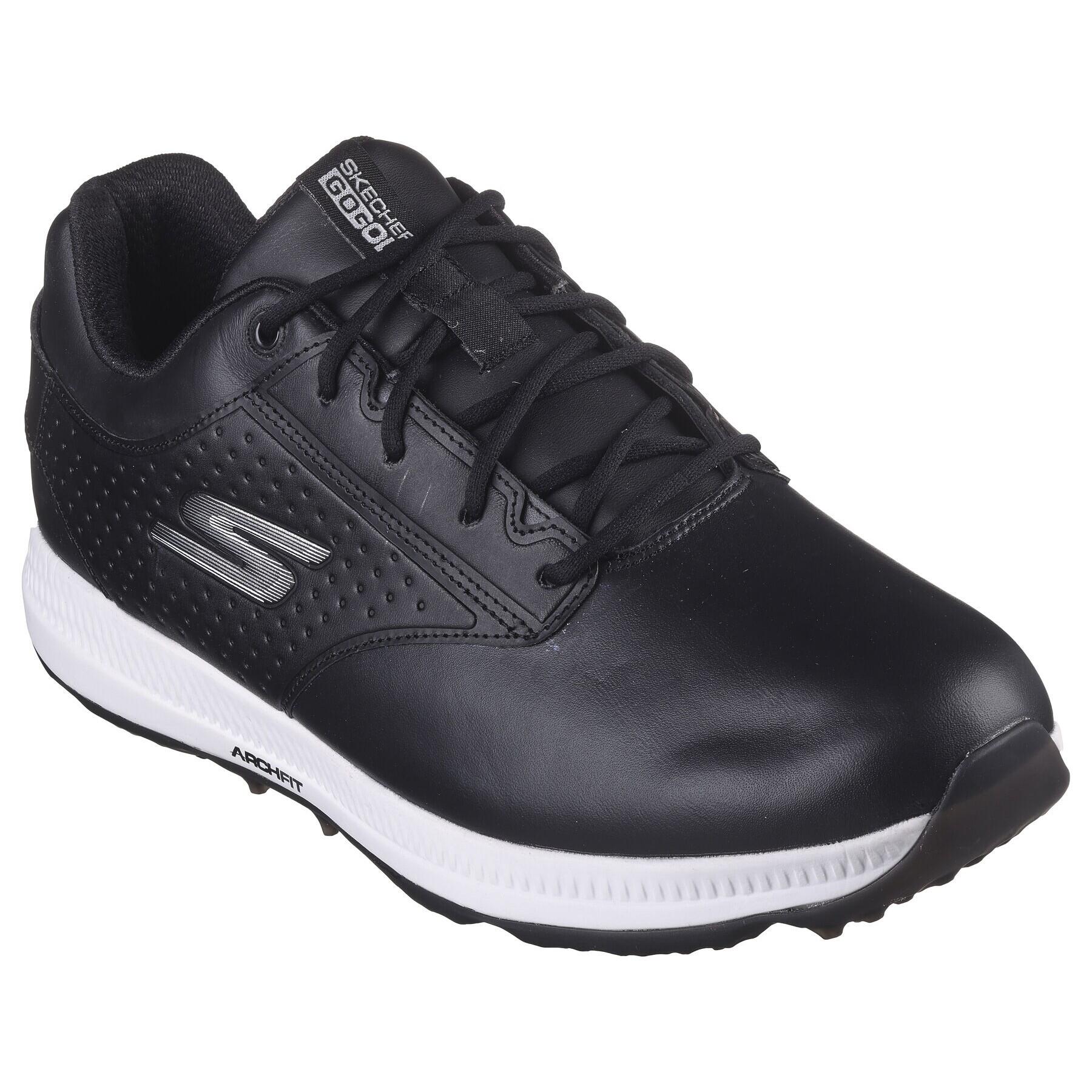Mens Go Golf Elite 5 Legend Leather Golf Shoes (Black/White) 1/5