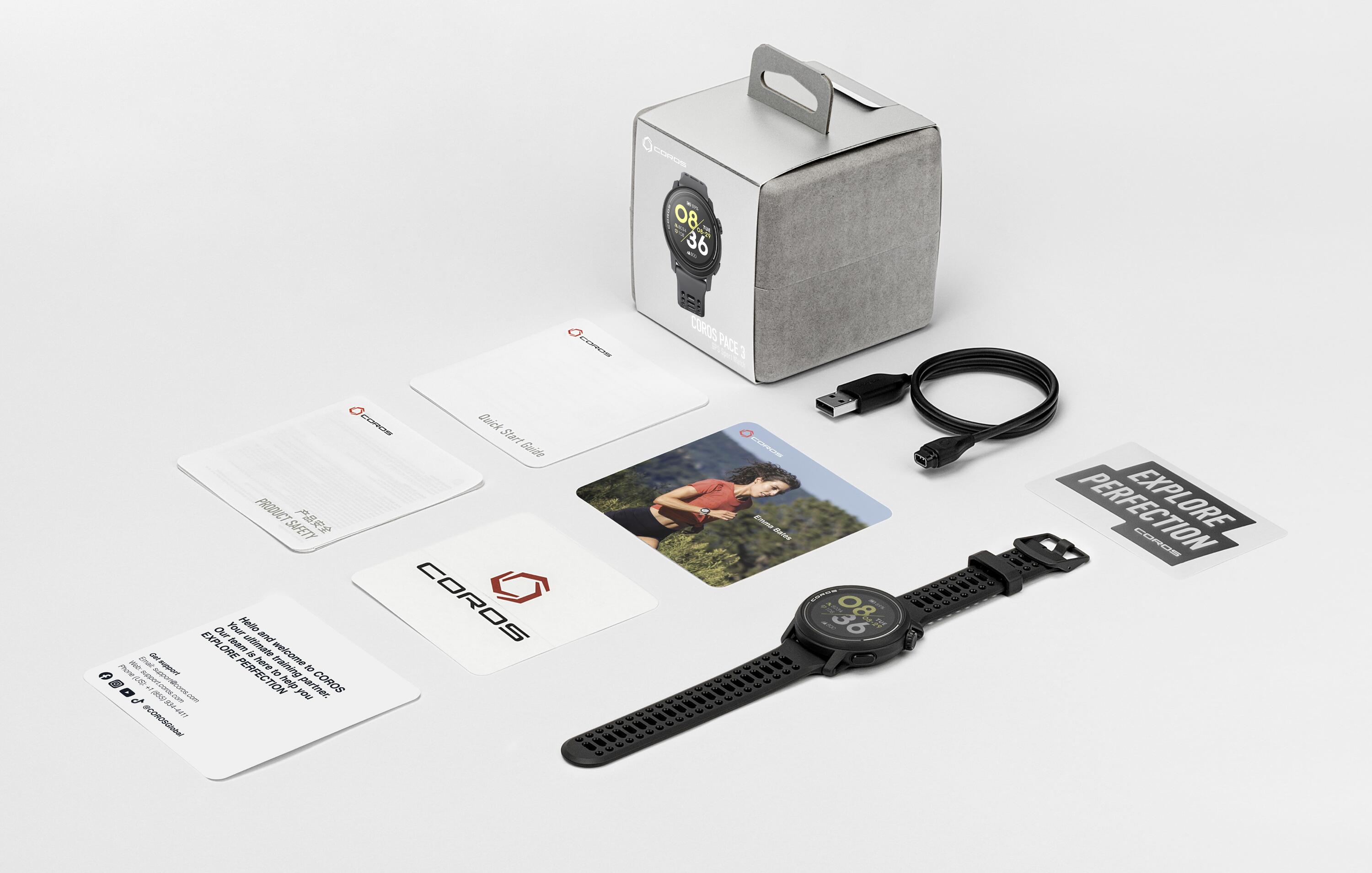 Coros Pace 3 GPS Horloge Zwart Siliconen Band 4/7