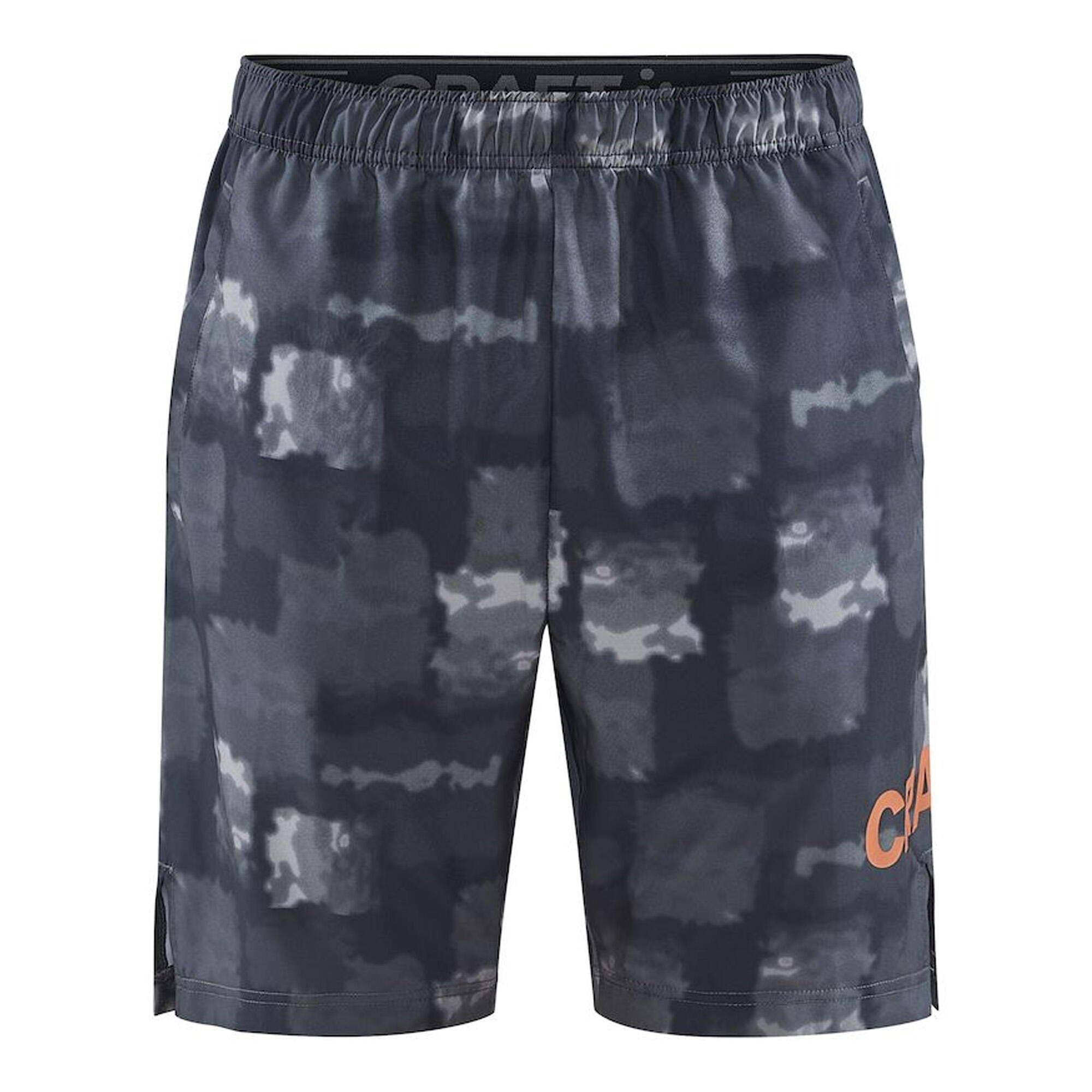 CRAFT Mens Core Charge Marble Effect Loose Fit Shorts (Black/Granite)