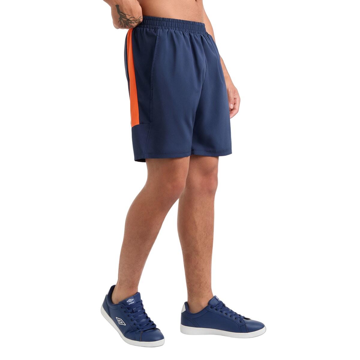 Mens Pro Woven Training Sweat Shorts (Dark Navy/Vermillion Orange) 3/4