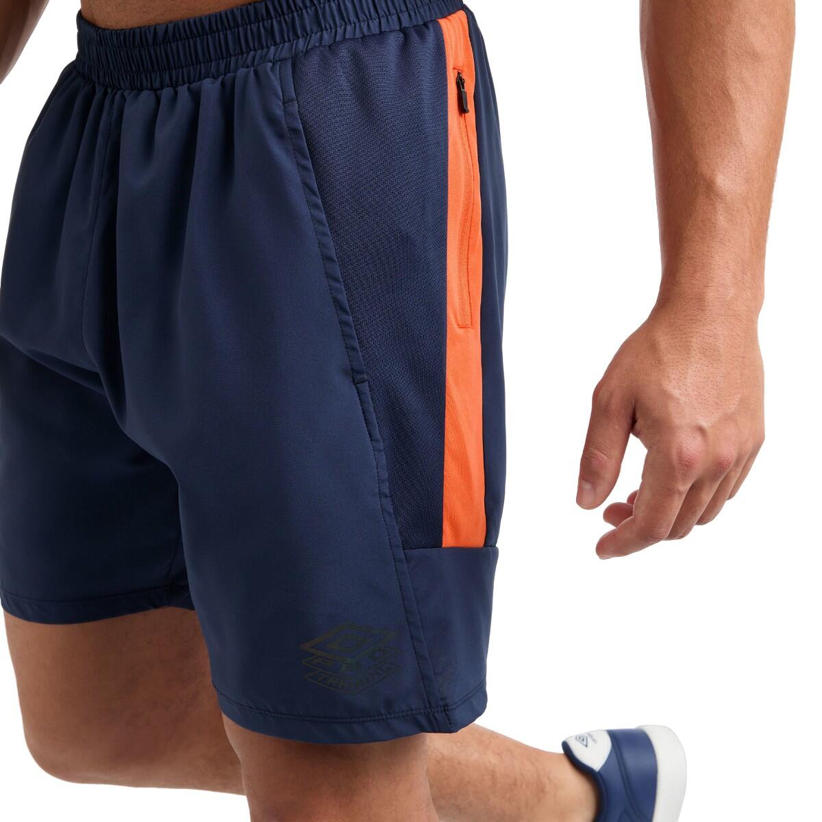 Mens Pro Woven Training Sweat Shorts (Dark Navy/Vermillion Orange) 4/4