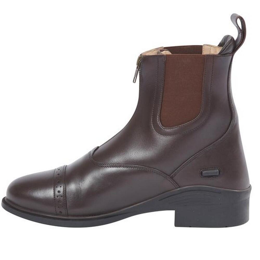Evolution Adults Zip Front Leather Paddock Boots (Brown) 3/7