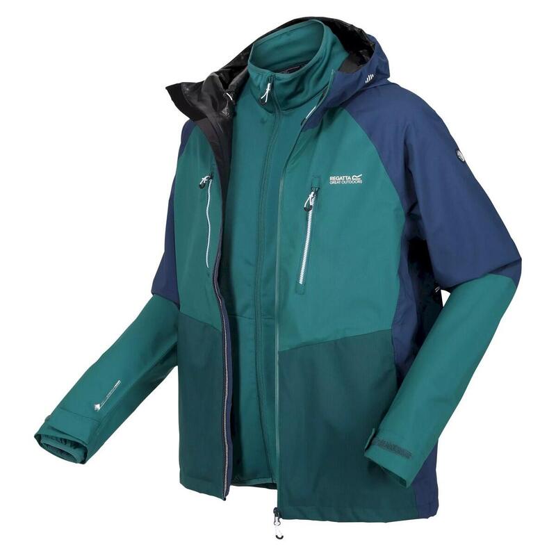 Chaqueta Impermeable Sacramento VIII para Hombre Azul Almirante, Verde Pacífico