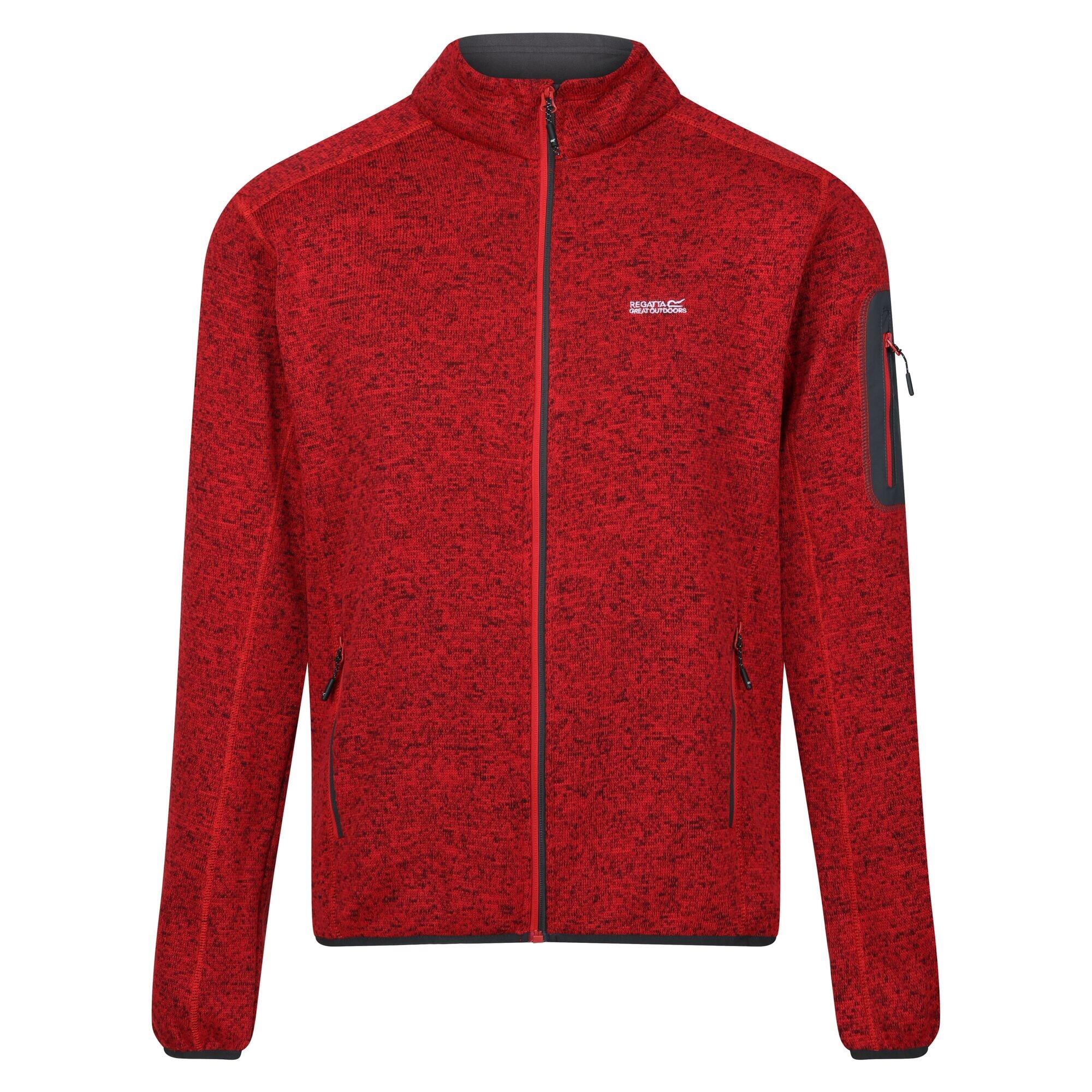 Mens Newhill Marl Full Zip Fleece Jacket (Danger Red) 1/5