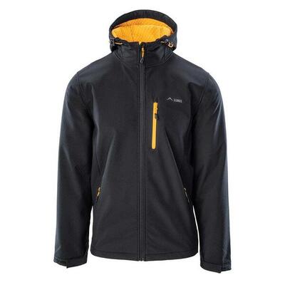 Heren soft shell jas met logo (zwarte schoonheid/saffraan)