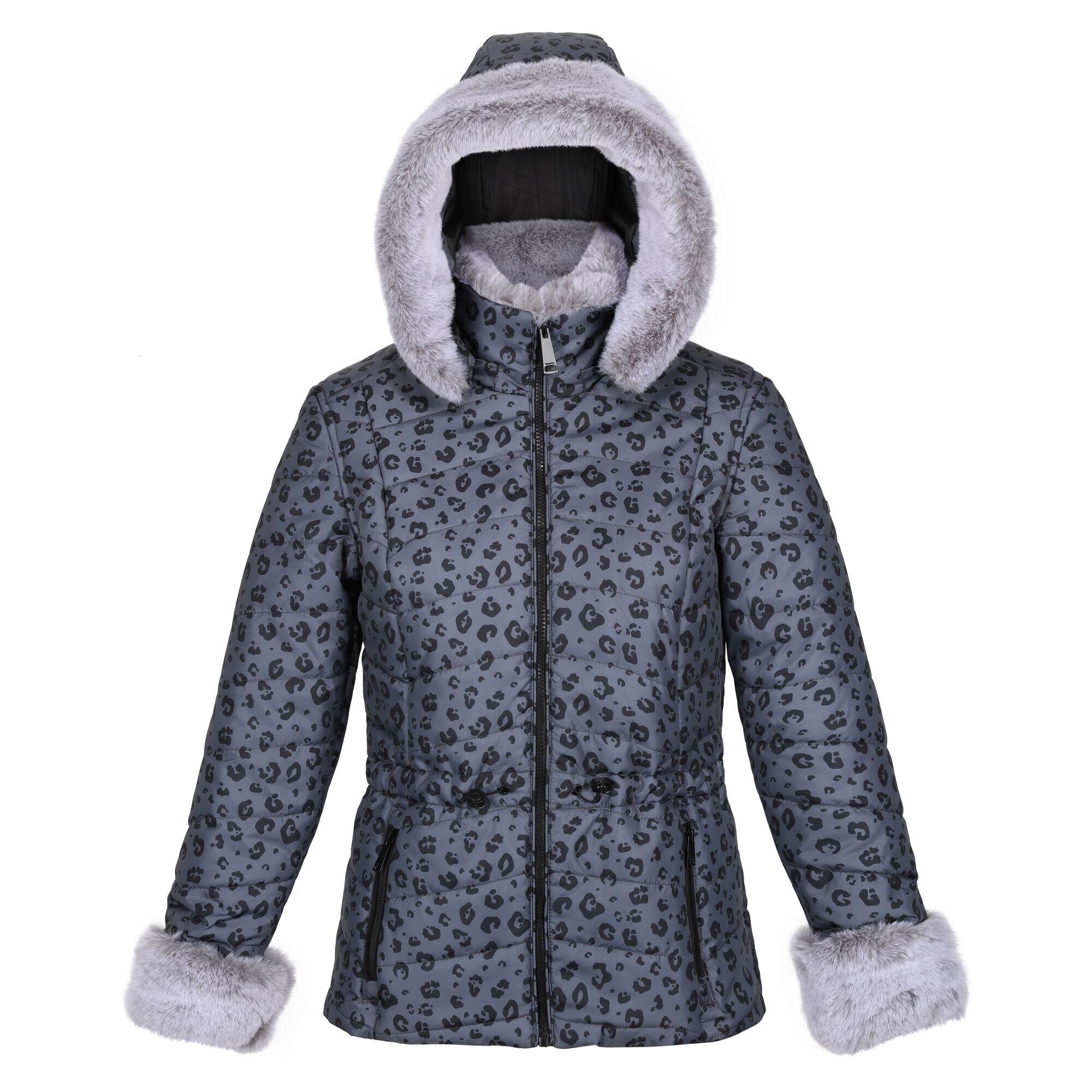 Womens/Ladies Willabella Animal Print Padded Jacket (Black) 1/5