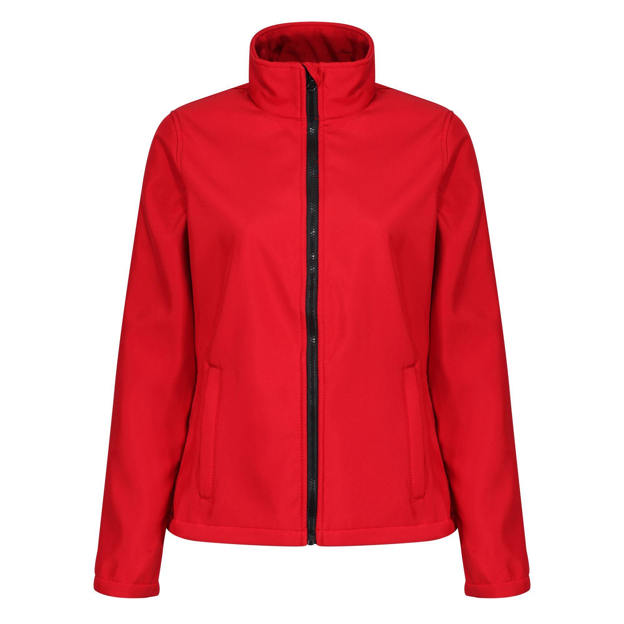 Standout Womens Ladies Ablaze Printable Soft Shell Jacket Classic Red Black