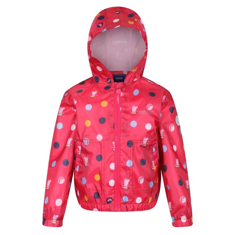 Kinder/Kinderen Peppa Pig Polka Dot Waterdichte Jas met Kap (Blush Rood)