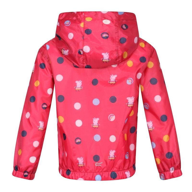 Kinder/Kinderen Peppa Pig Polka Dot Waterdichte Jas met Kap (Blush Rood)