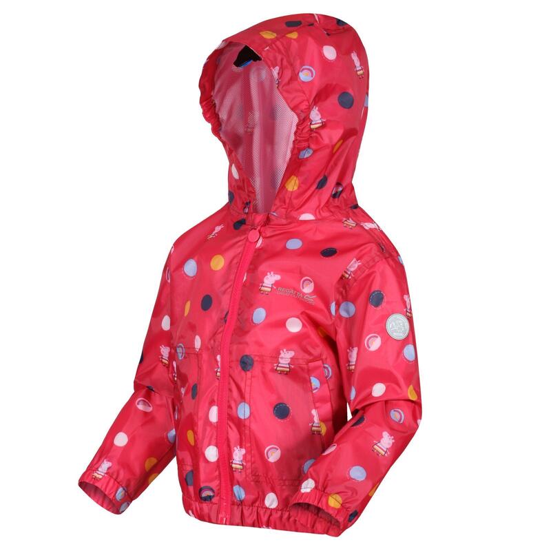 Kinder/Kinderen Peppa Pig Polka Dot Waterdichte Jas met Kap (Blush Rood)