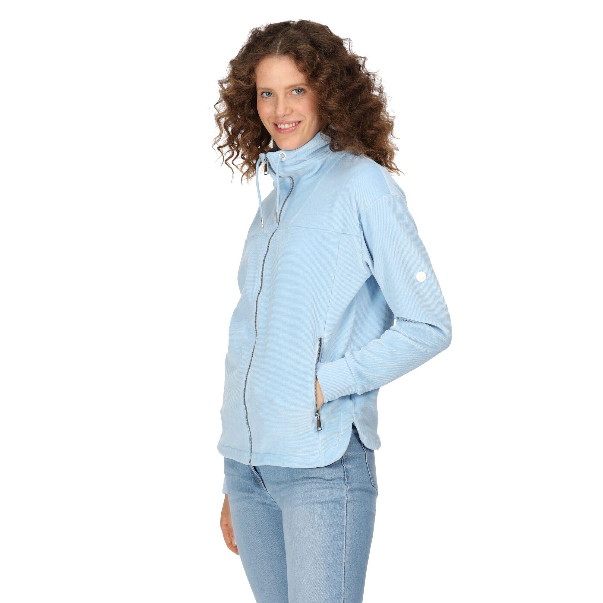 Womens/Ladies Velour Full Zip Fleece Jacket (Powder Blue) 3/5