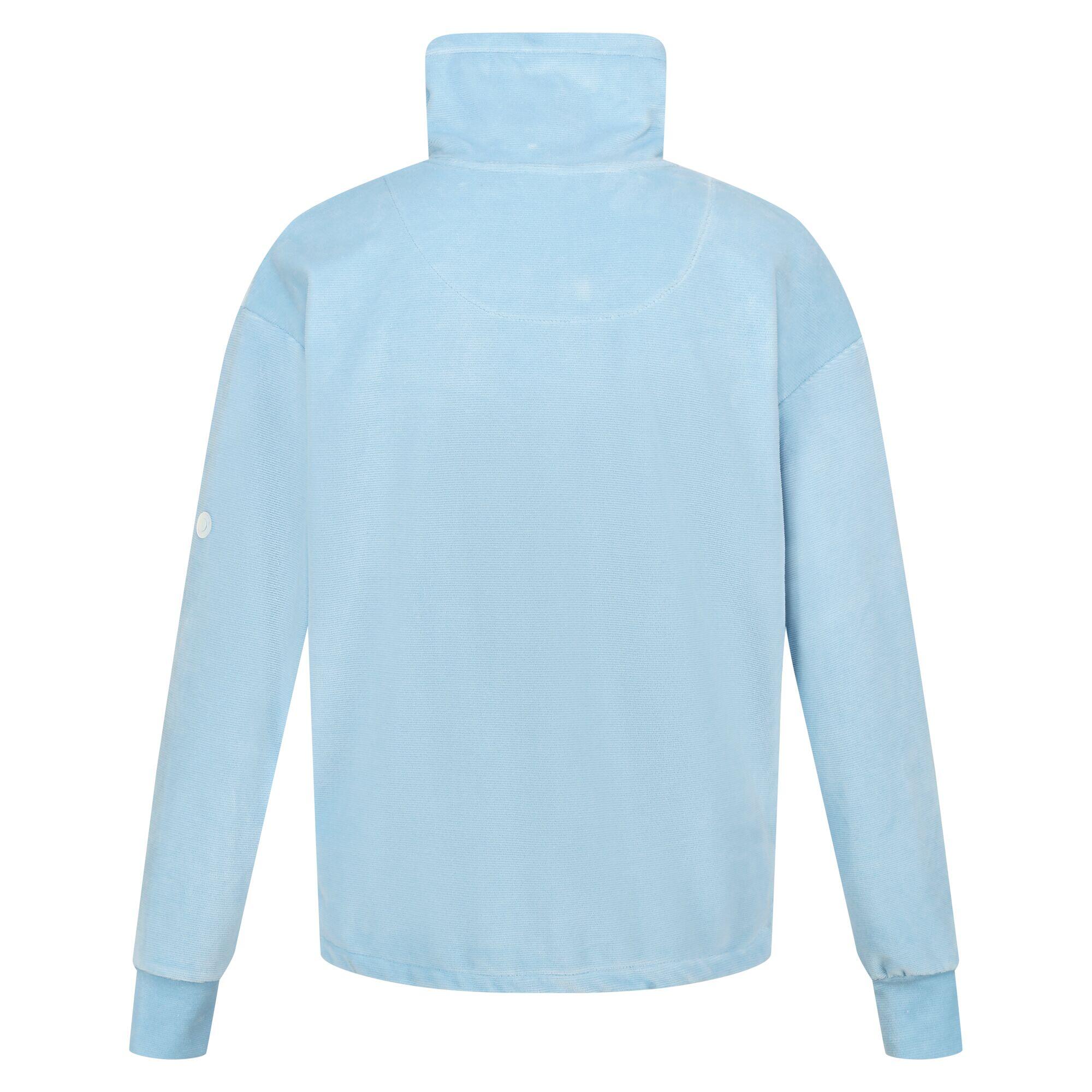 Womens/Ladies Velour Full Zip Fleece Jacket (Powder Blue) 2/5