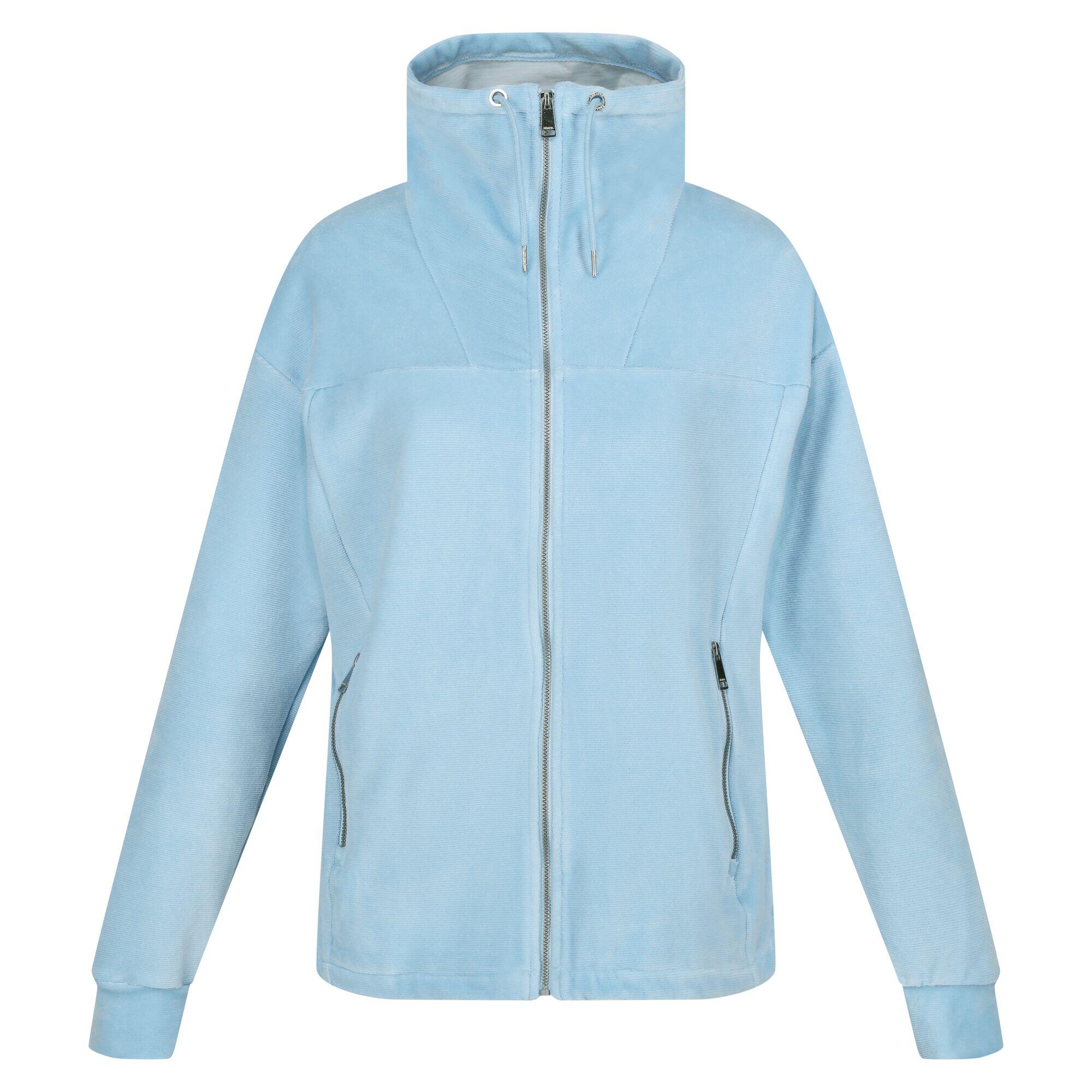 Womens/Ladies Velour Full Zip Fleece Jacket (Powder Blue) 1/5