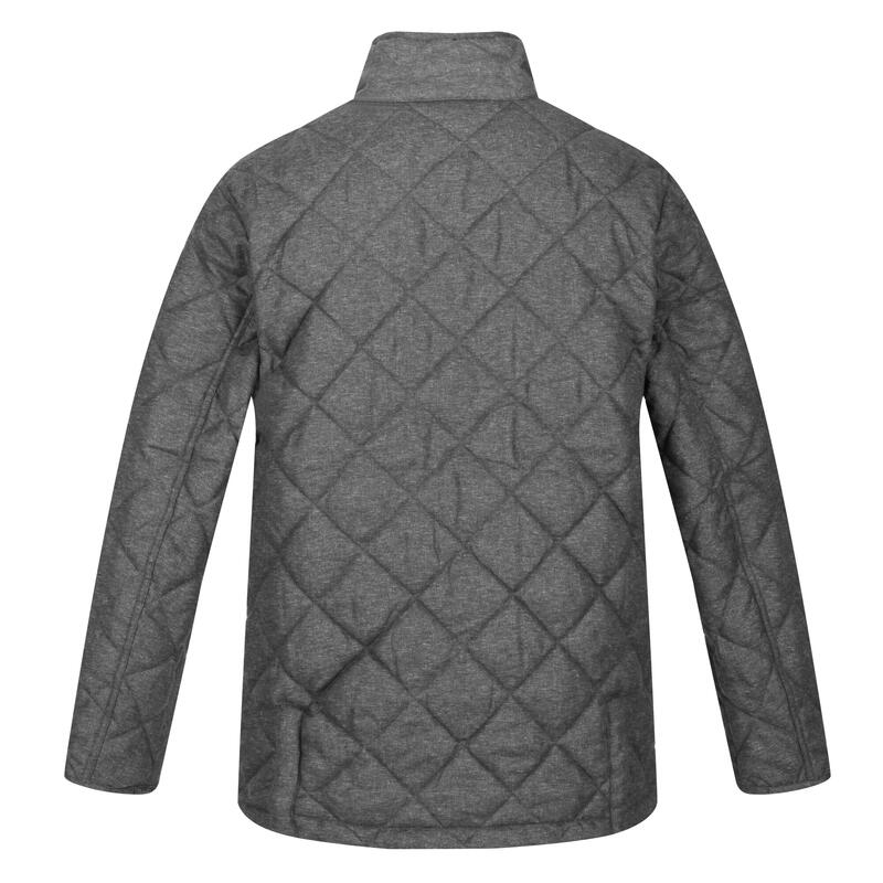 Chaqueta Acolchada Londyn de Efecto Lana para Hombre Gris Oscuro Jaspeada