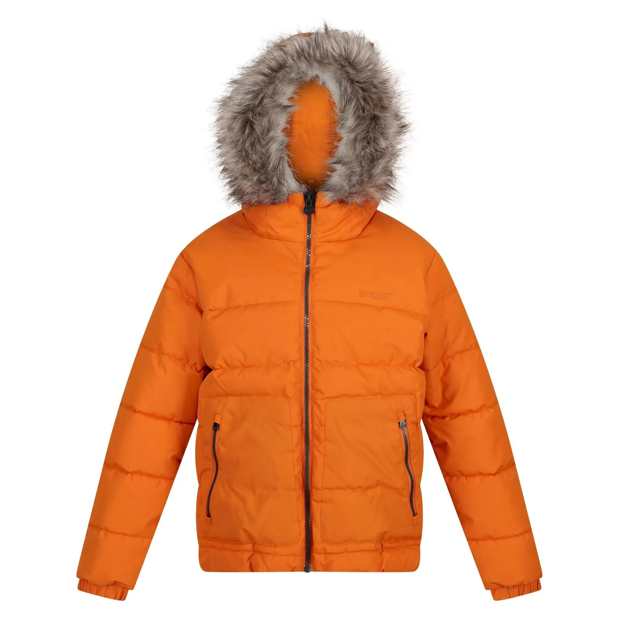 Childrens/Kids Faux Fur Trim Parka (Maple) 1/5