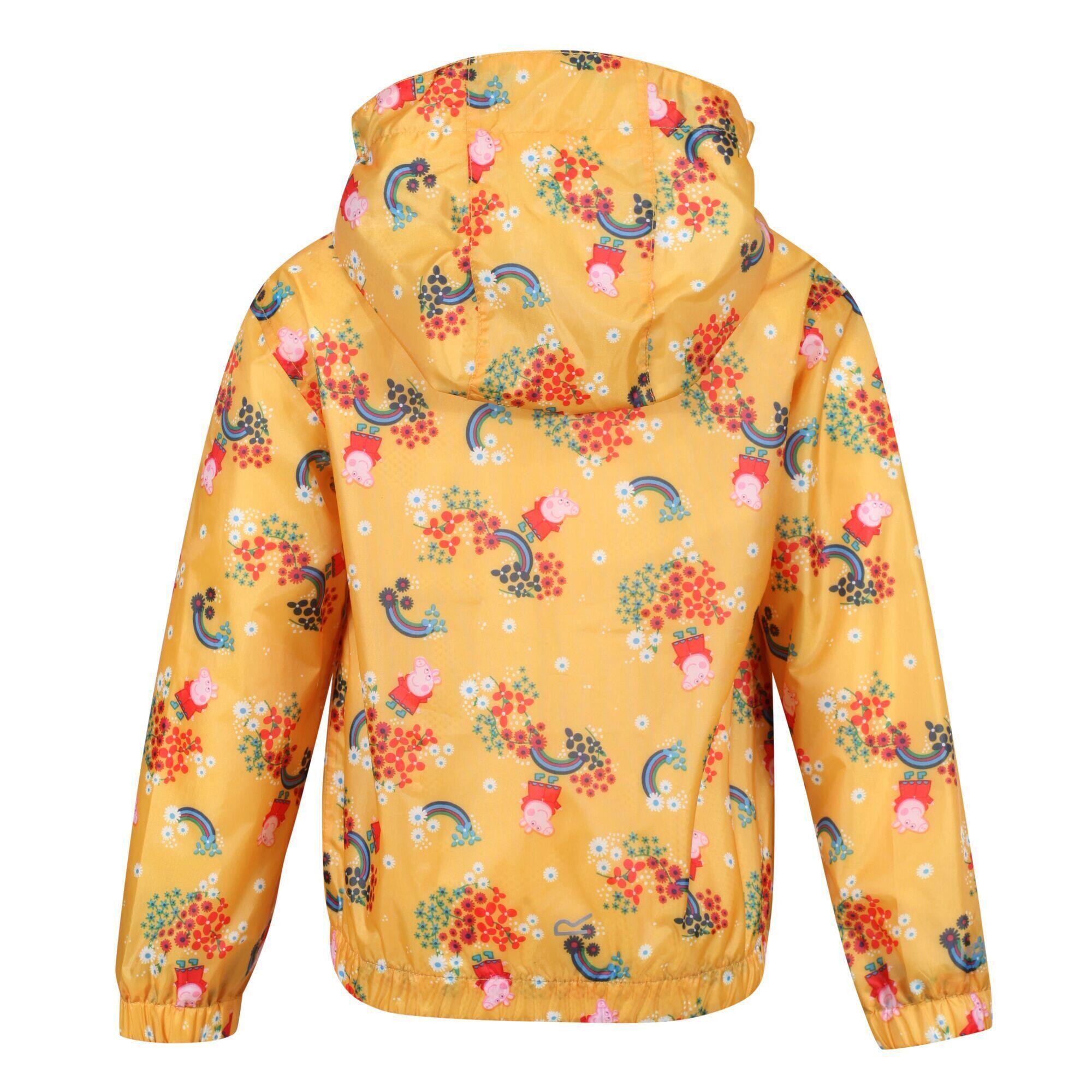 Childrens/Kids Muddy Puddle Peppa Pig Floral Hooded Waterproof Jacket (Glowlight 2/5