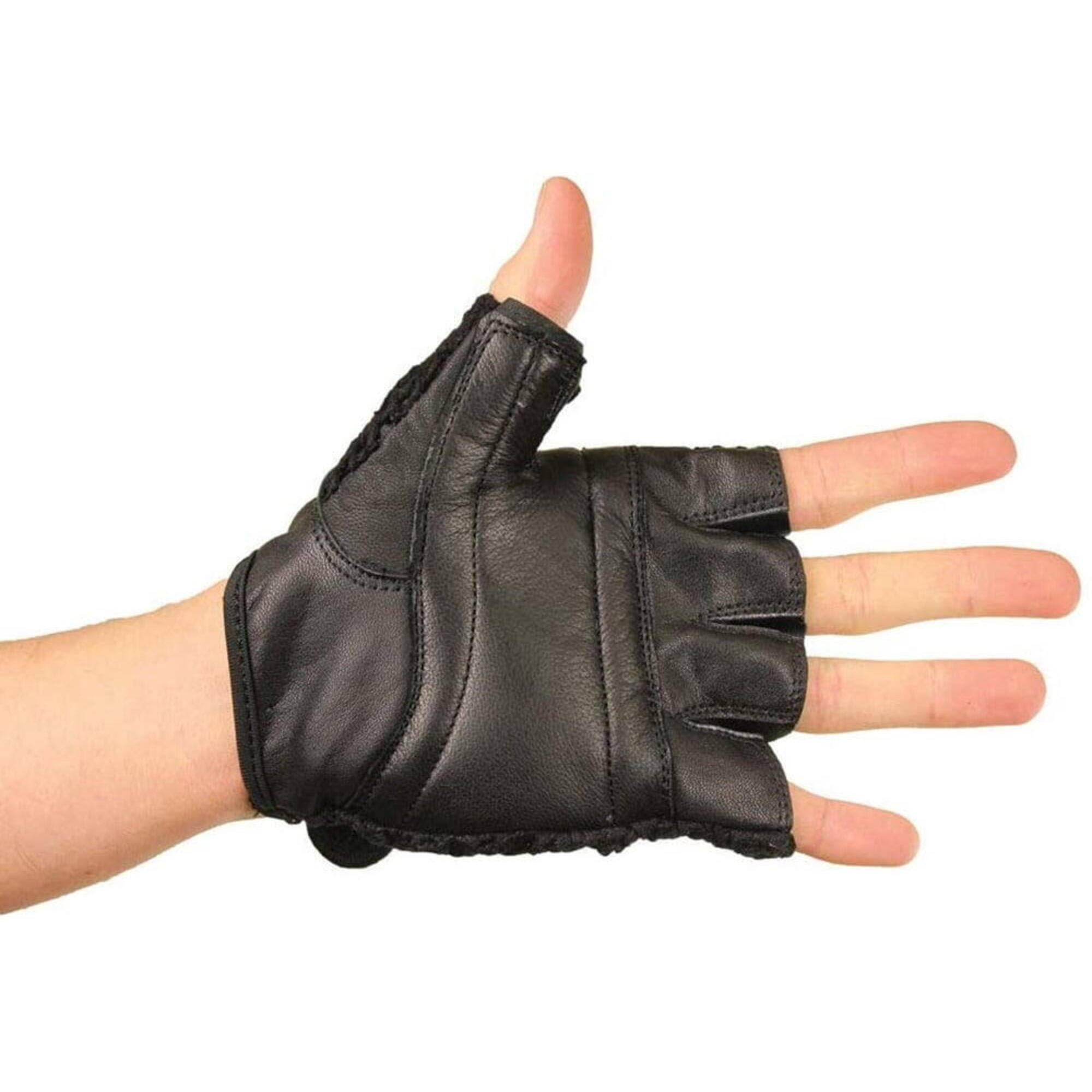 Unisex Adult Leather Fingerless Gloves (Black) 3/3