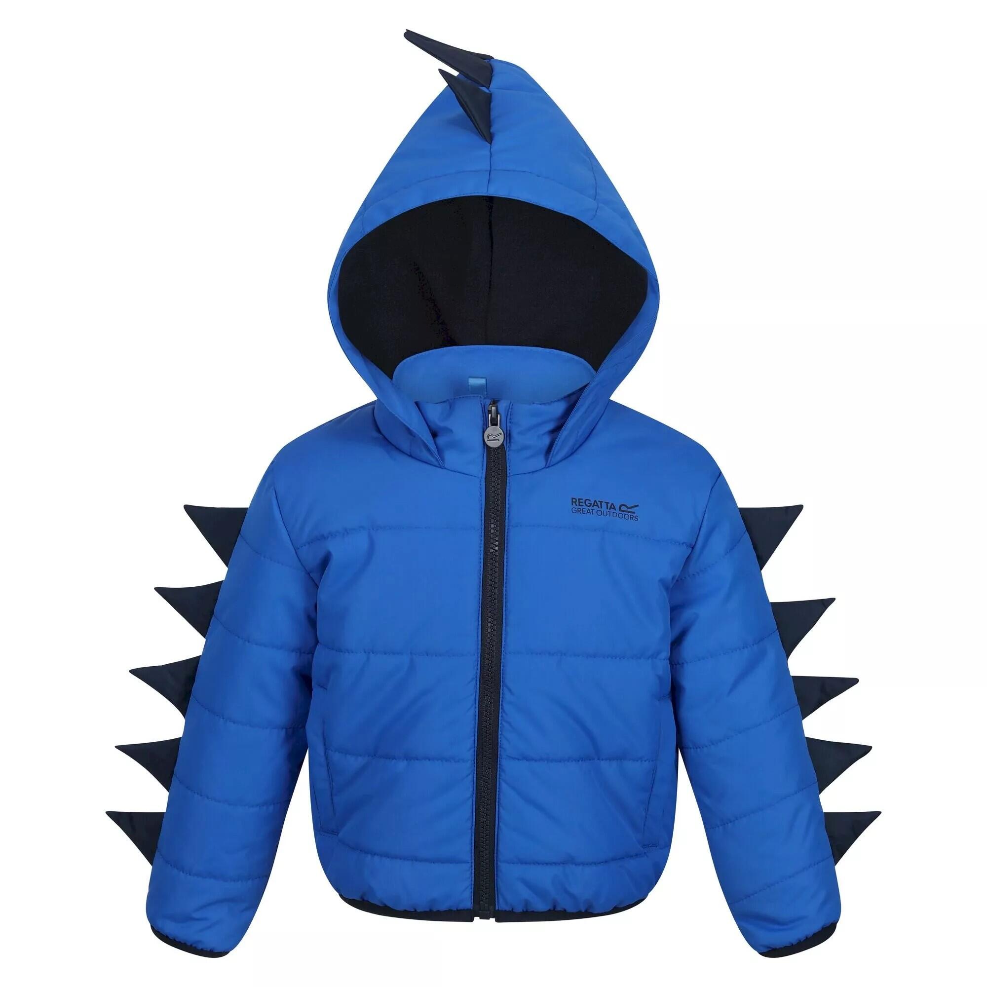 Childrens/Kids Dinosaur Padded Jacket (Nautical Blue) 1/5