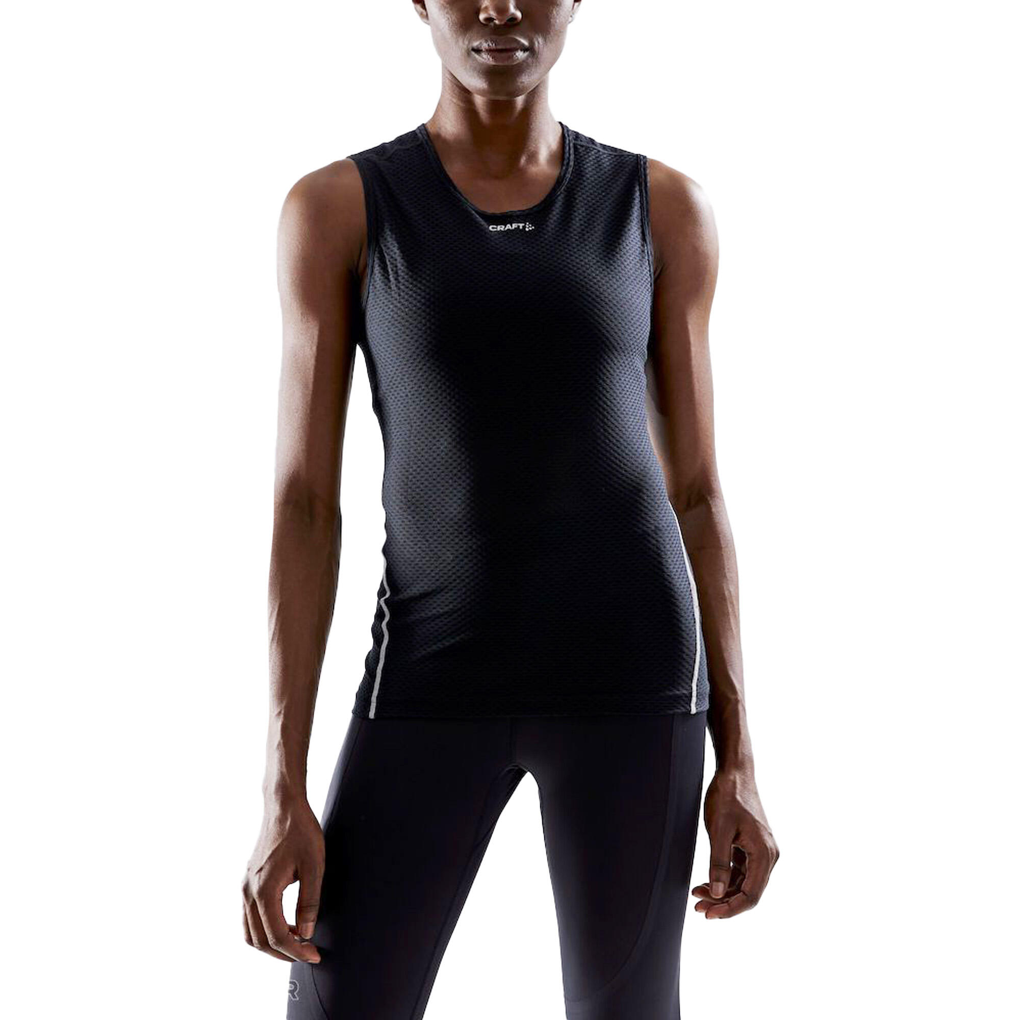 Womens/Ladies Sleeveless Base Layer Top (Black) 3/3