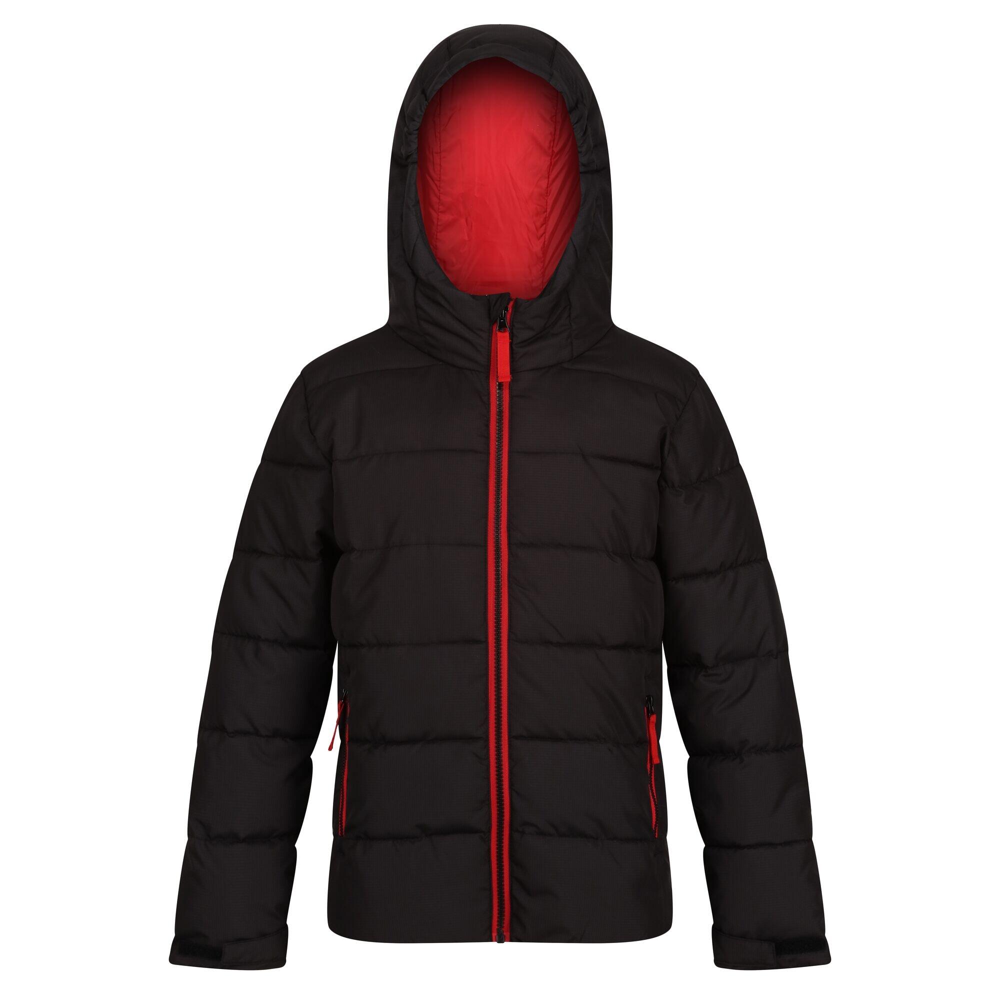 Children's quilted jacket (Black / Classic red)